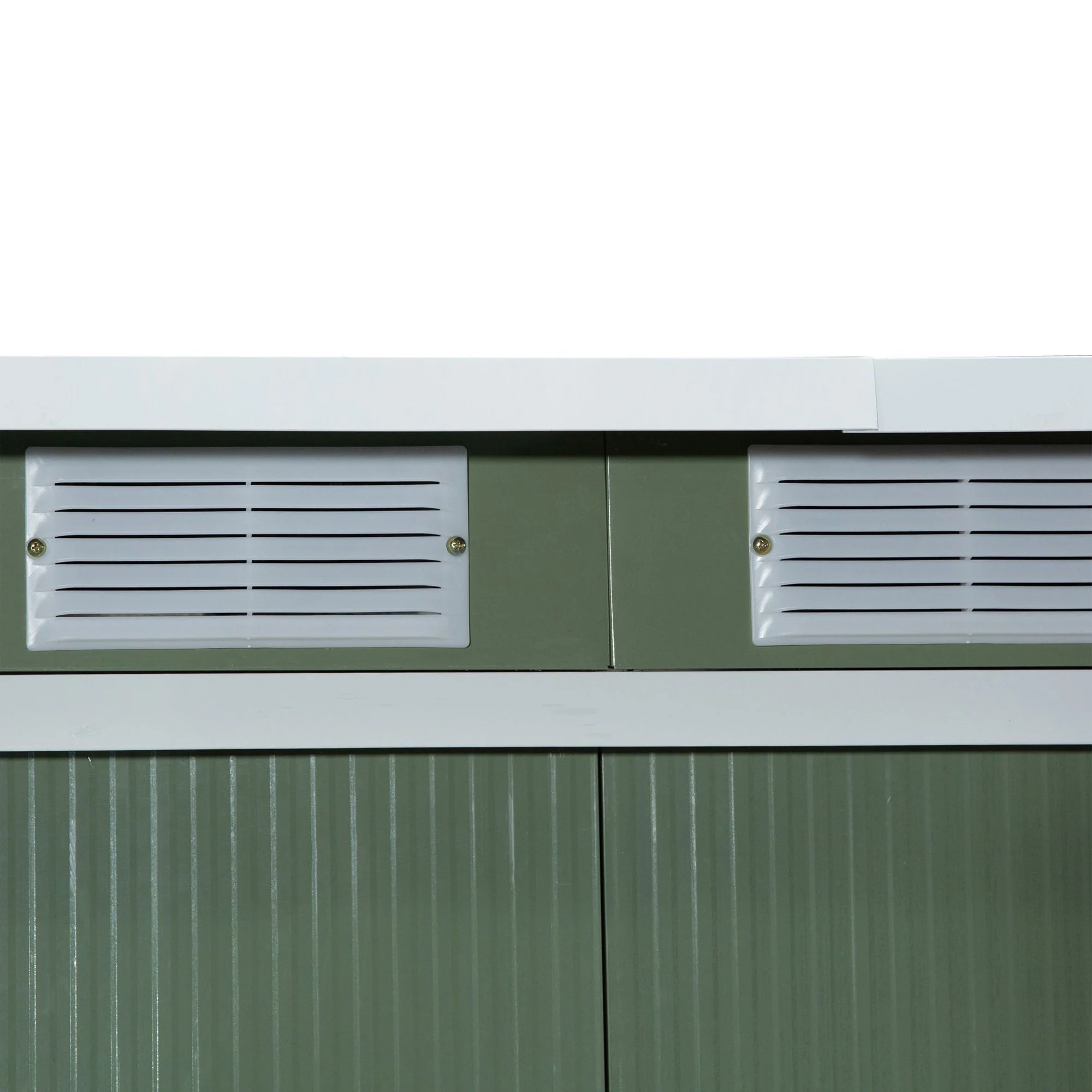 Corrugated 9 x 4' Double Door Pent Garden Shed With Ventilation Steel Light Green by Steadfast - Image 8