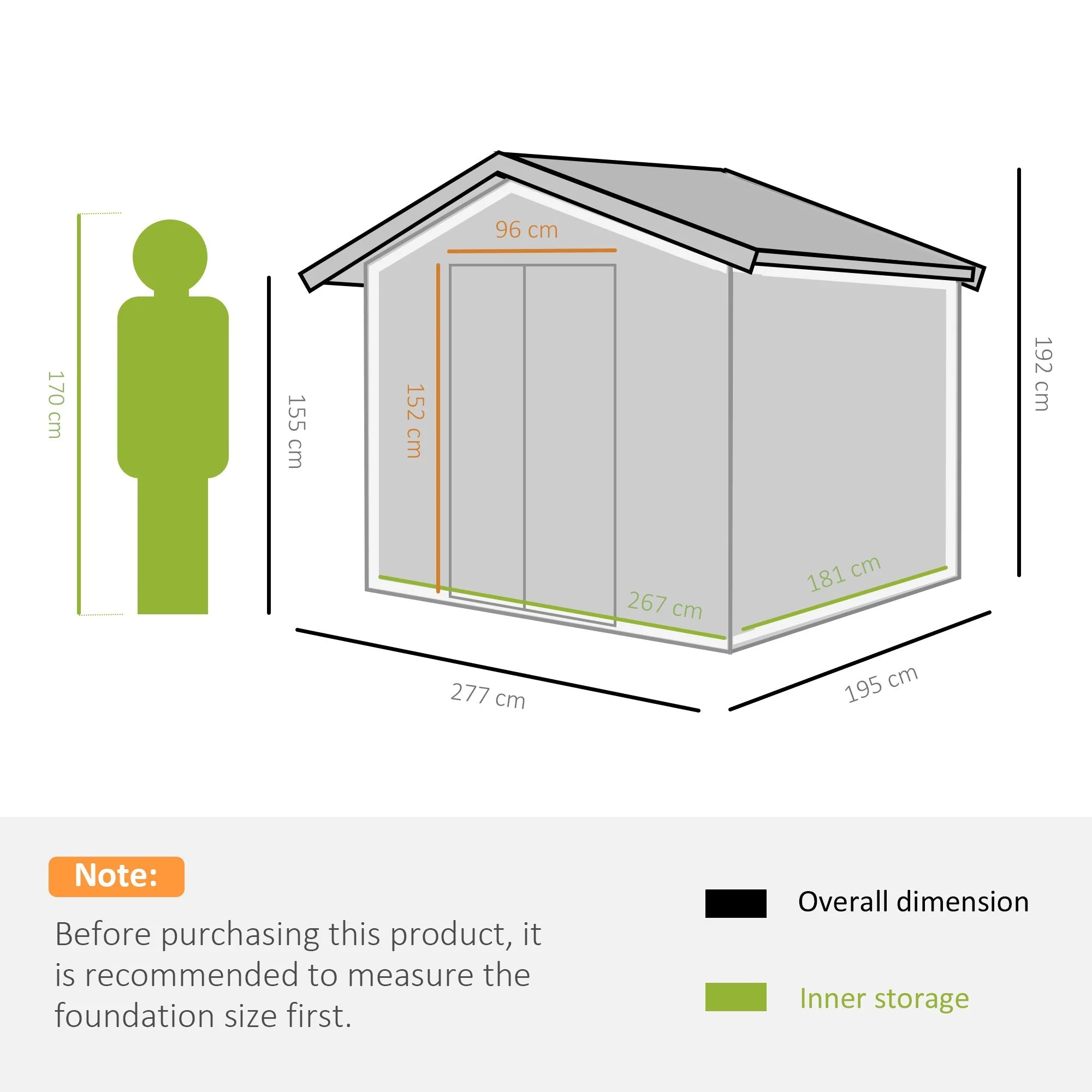 Corrugated 9 x 6' Double Door Reverse Apex Garden Shed With Ventilation Steel Green by Steadfast - Image 3