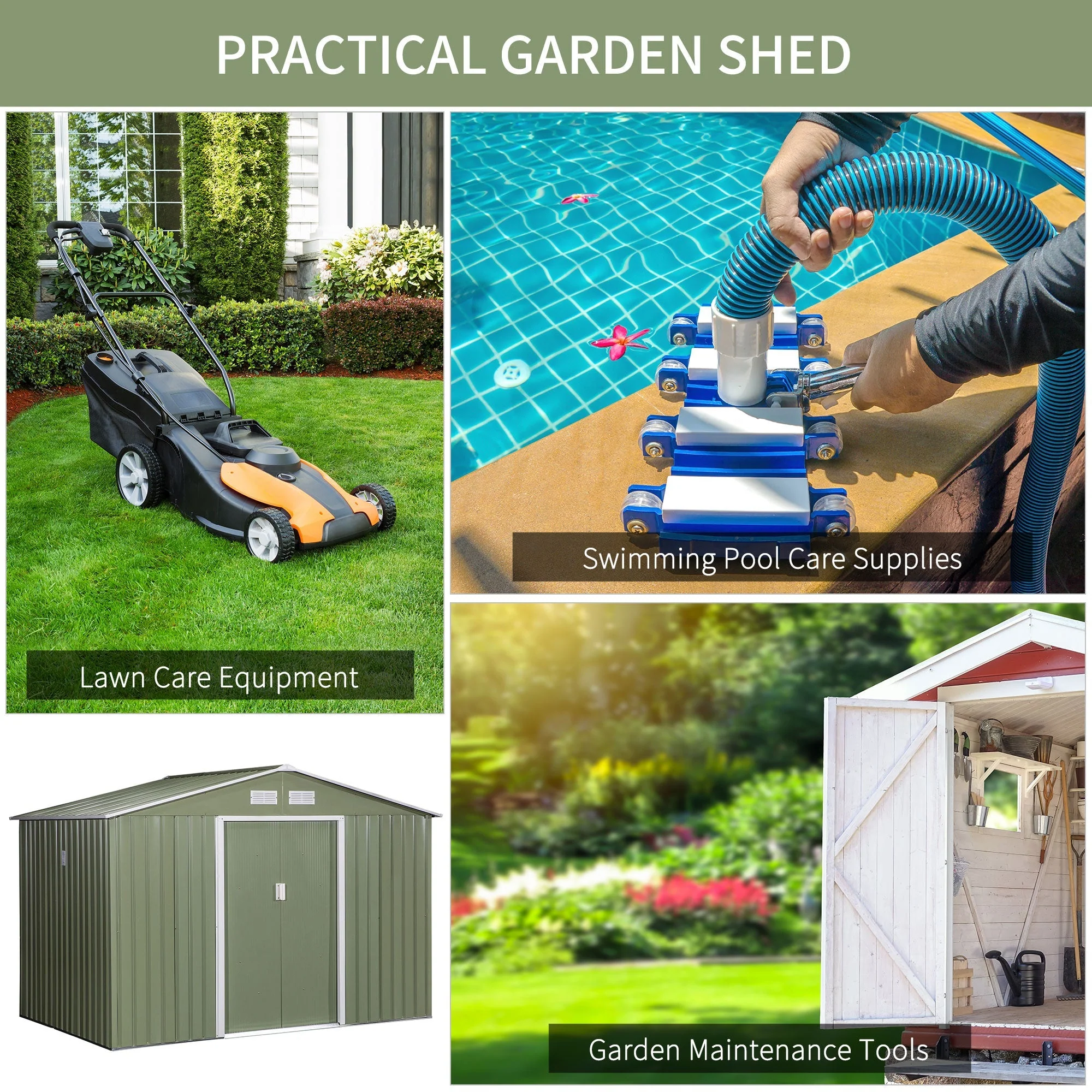 Corrugated 9 x 6' Double Door Reverse Apex Garden Shed With Ventilation Steel Green by Steadfast - Image 6