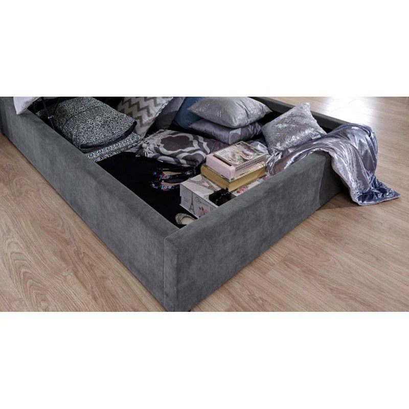 Dakota King Size Ottoman Bed Fabric Dark Grey 6 x 7ft - Image 4
