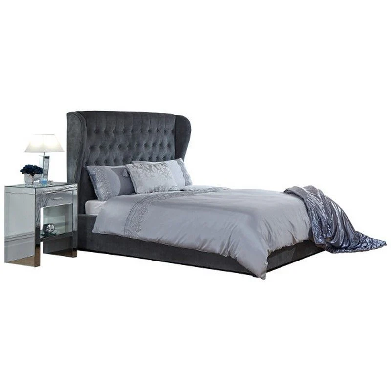 Dakota King Size Ottoman Bed Fabric Dark Grey 6 x 7ft - Image 5