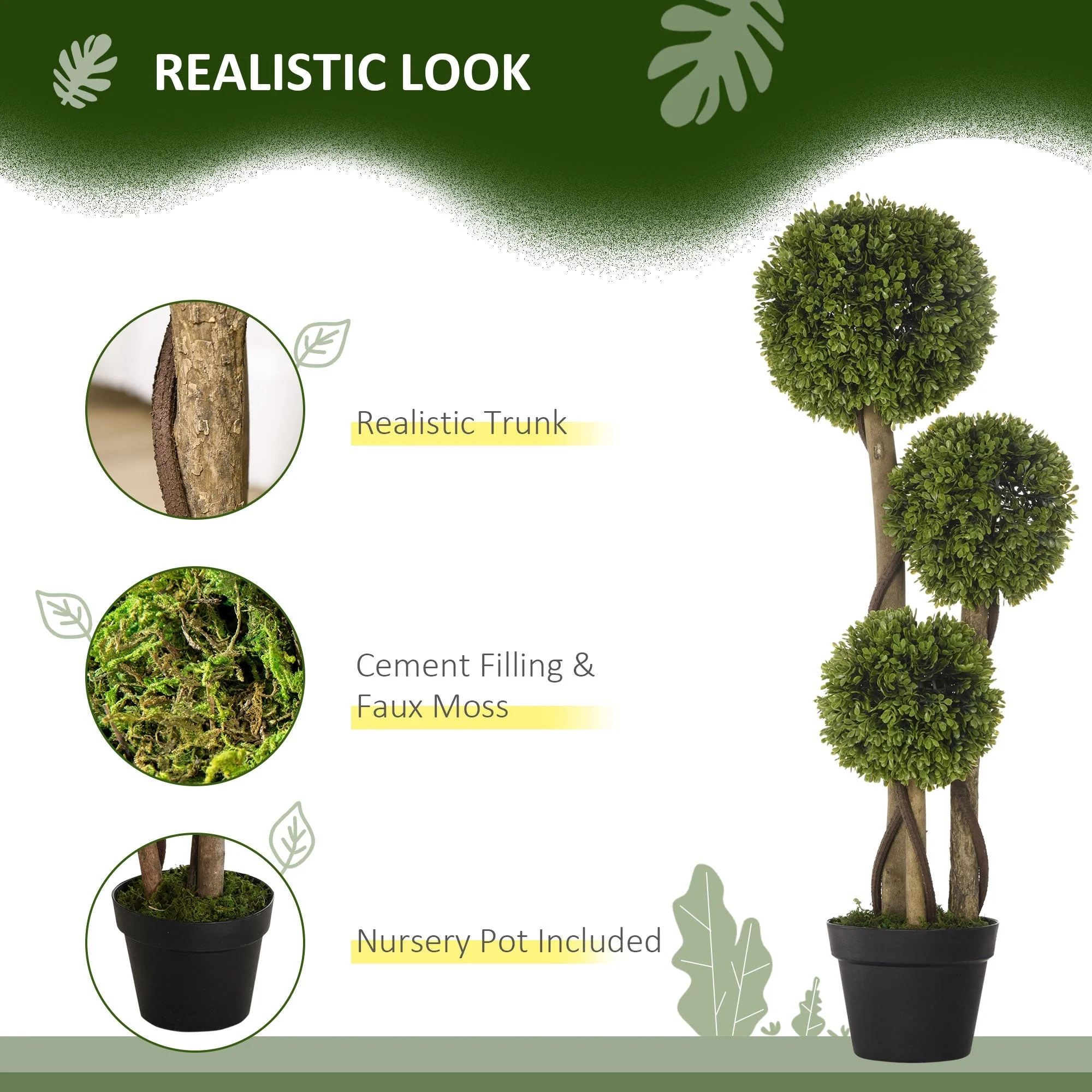 Decorative Artificial Plants Boxwood Ball Topiary Trees in Pot Fake Plants for Home Indoor Outdoor Decor - Image 3