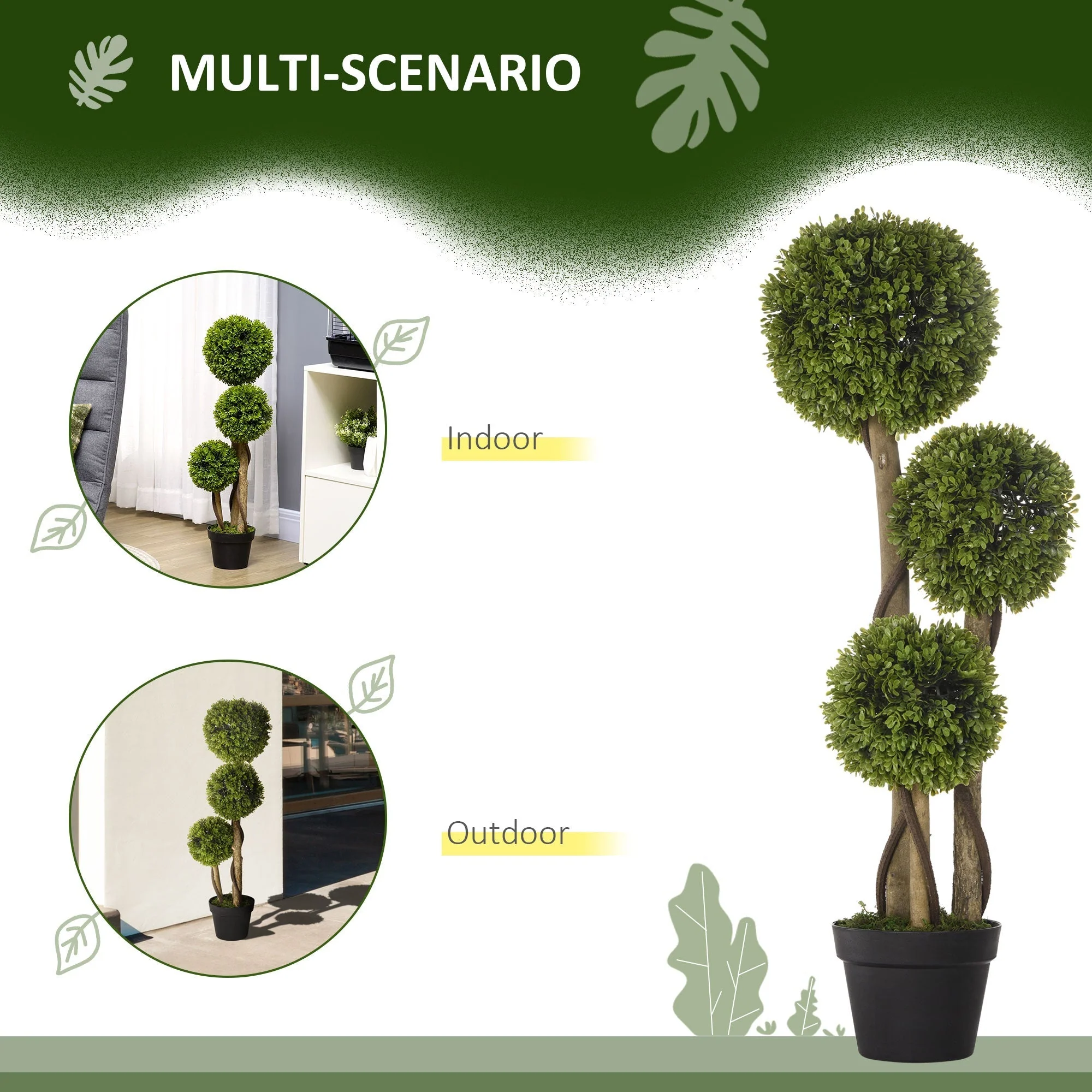 Decorative Artificial Plants Boxwood Ball Topiary Trees in Pot Fake Plants for Home Indoor Outdoor Decor - Image 4