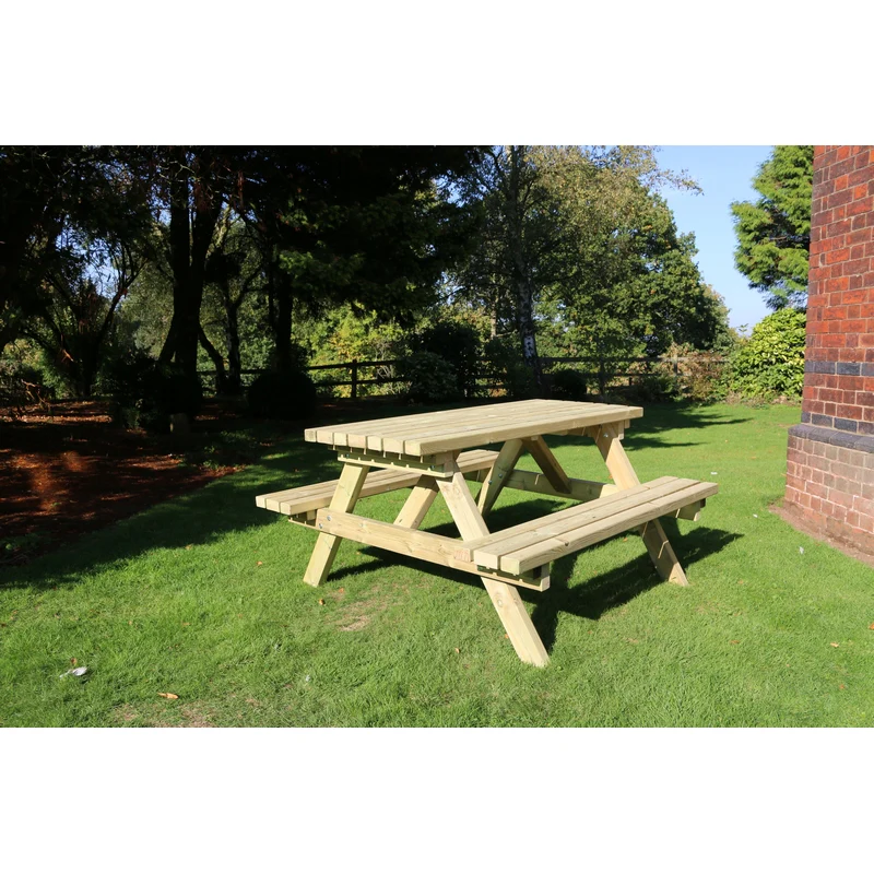 Deluxe Garden Picnic Table by Croft - 6 Seats - Image 2