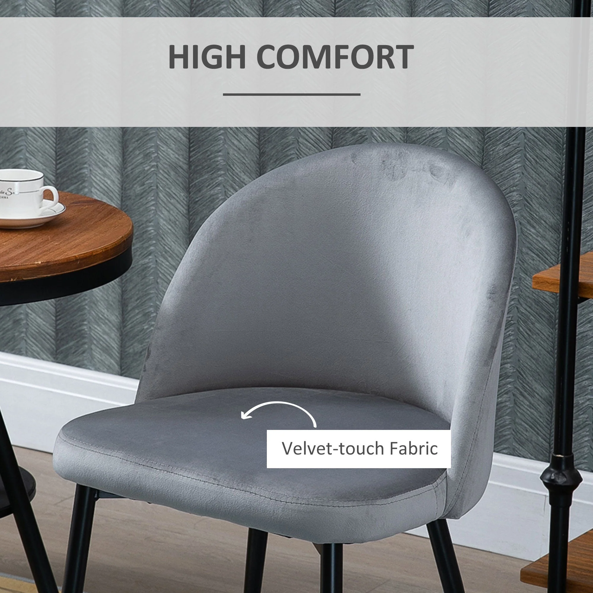 Dining Chairs Set of 2 Contemporary Design for Office Dining Kitchen w/Soft Fabric Seat and Back Living Room - Grey - Image 5