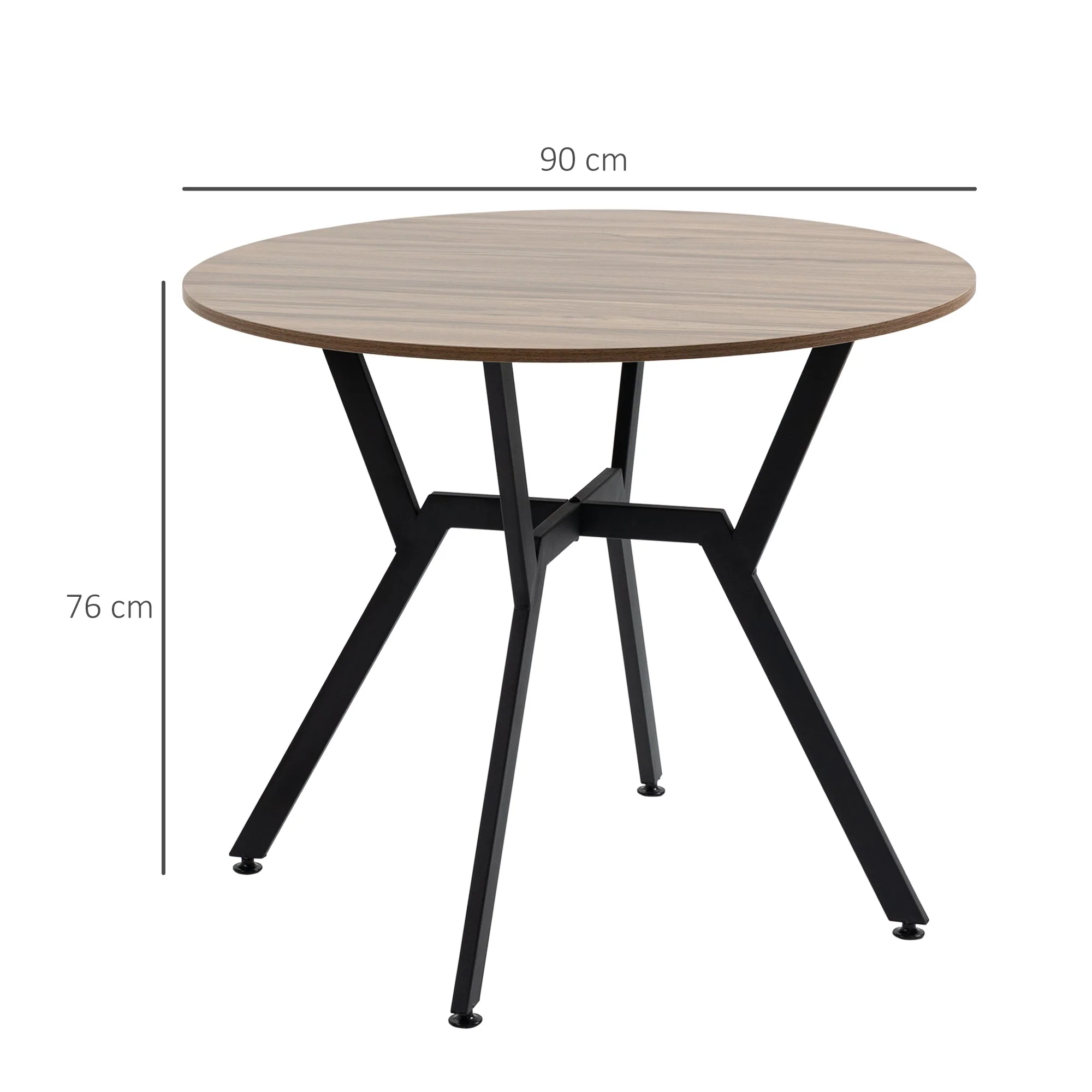 Dining Room Table with Black Legs Anti-slip Foot Pads for Living Room Dining Room 90 x 76 cm Brown - Image 3
