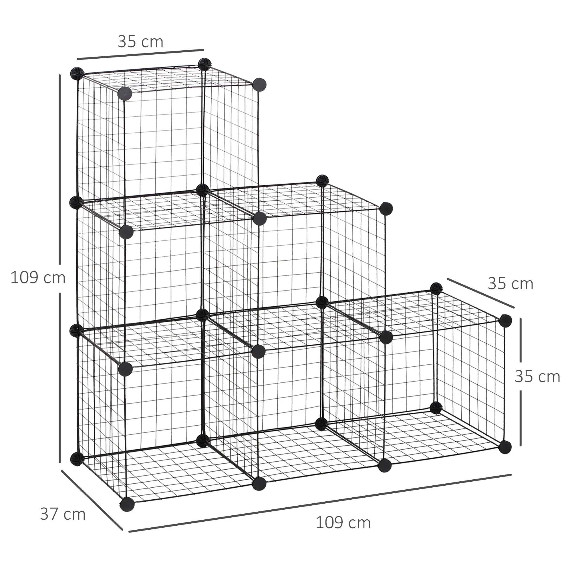 DIY 6 Cube Metal Wire Rack Interlocking Storage Cabinet Living Room Organiser Display Shelves Black - Image 3