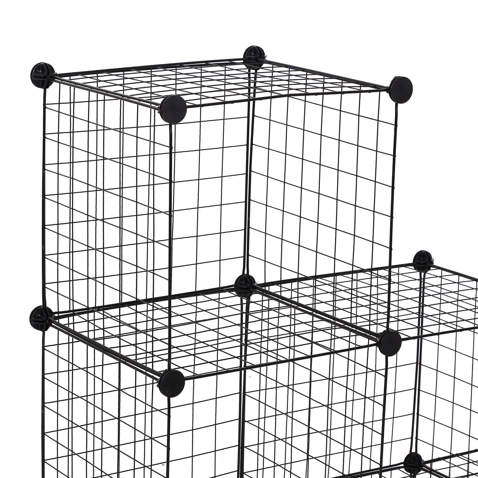 DIY 6 Cube Metal Wire Rack Interlocking Storage Cabinet Living Room Organiser Display Shelves Black - Image 4