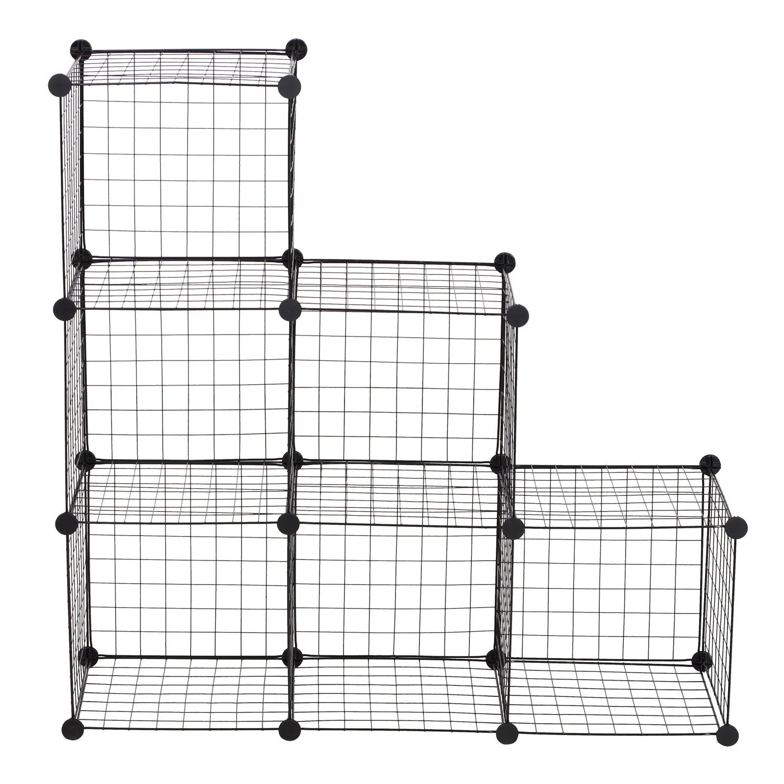 DIY 6 Cube Metal Wire Rack Interlocking Storage Cabinet Living Room Organiser Display Shelves Black - Image 7
