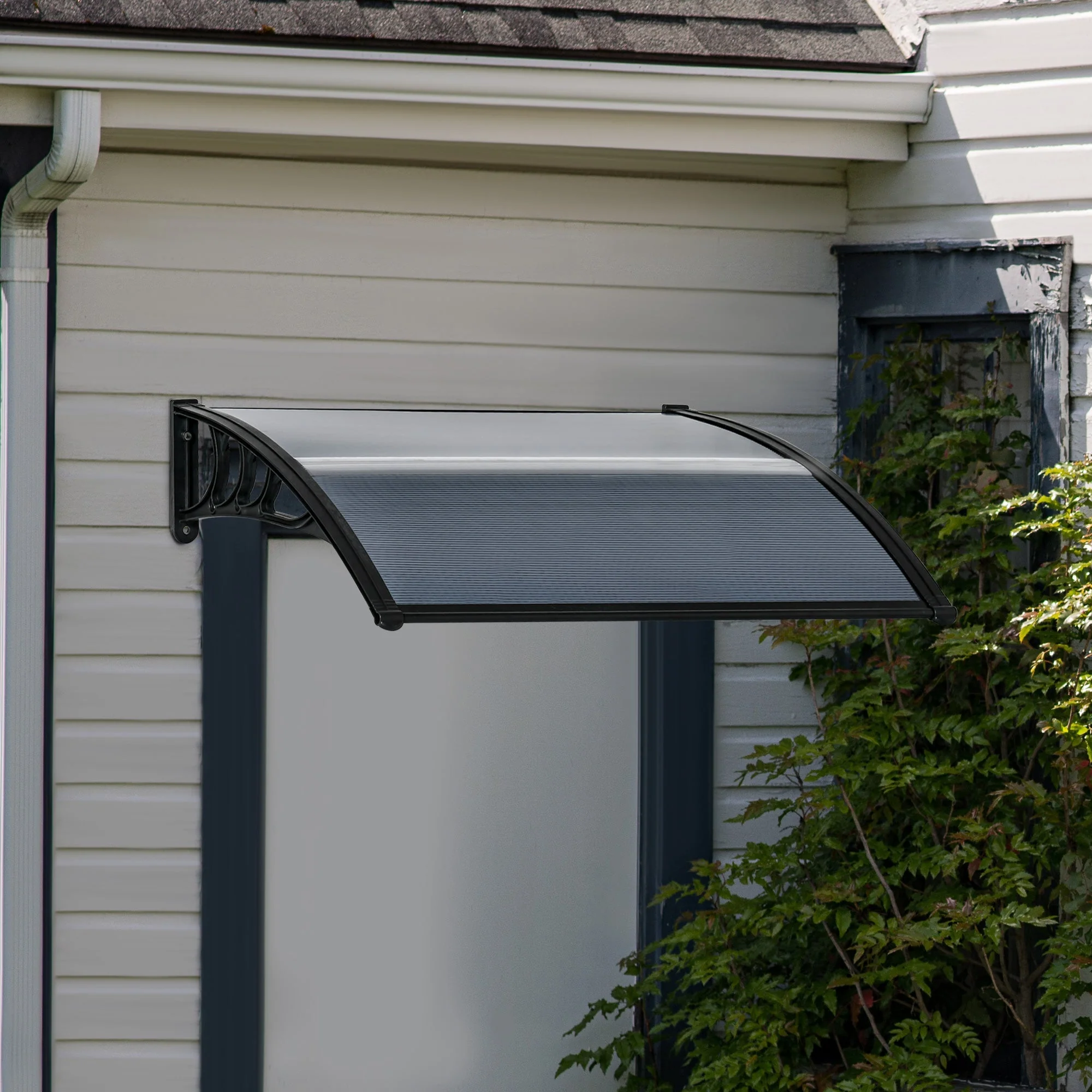 Door Canopy Awning Outdoor Window Rain Shelter Cover for Front/Back Door Porch Black 100 x 75cm - Image 7