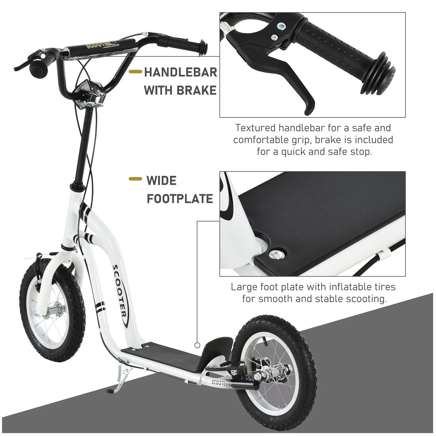 Dual Brakes 12" Metal frame Kick Scooter adjustable black - Image 5
