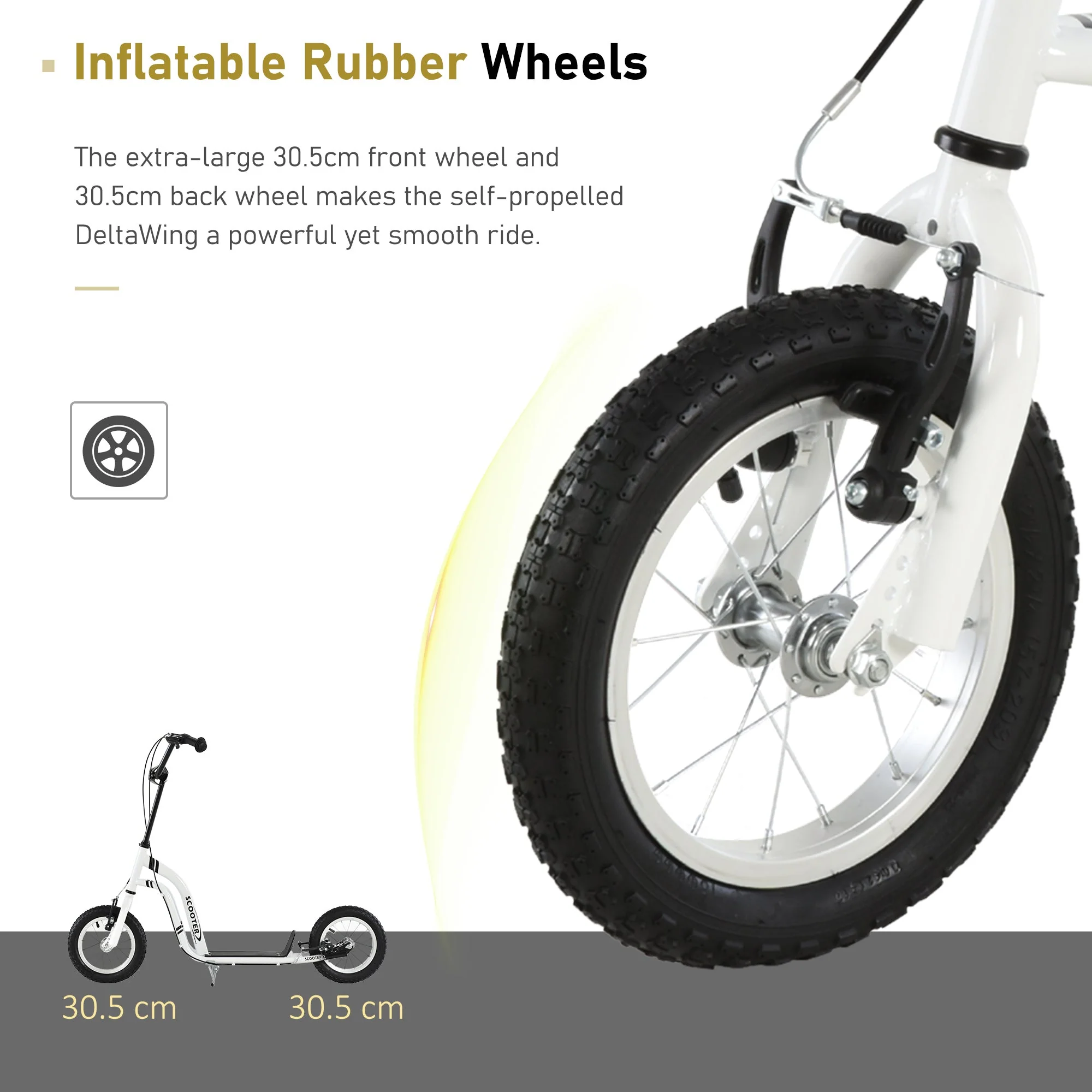 Dual Brakes 12" Metal frame Kick Scooter adjustable black - Image 6