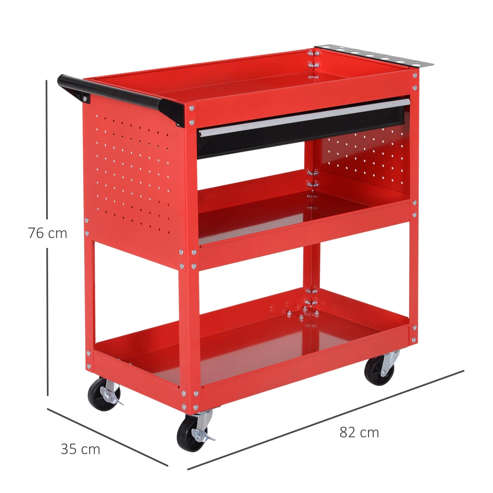 DURHAND 3-Tier Tool Trolley Tool Storage Cart - Image 3