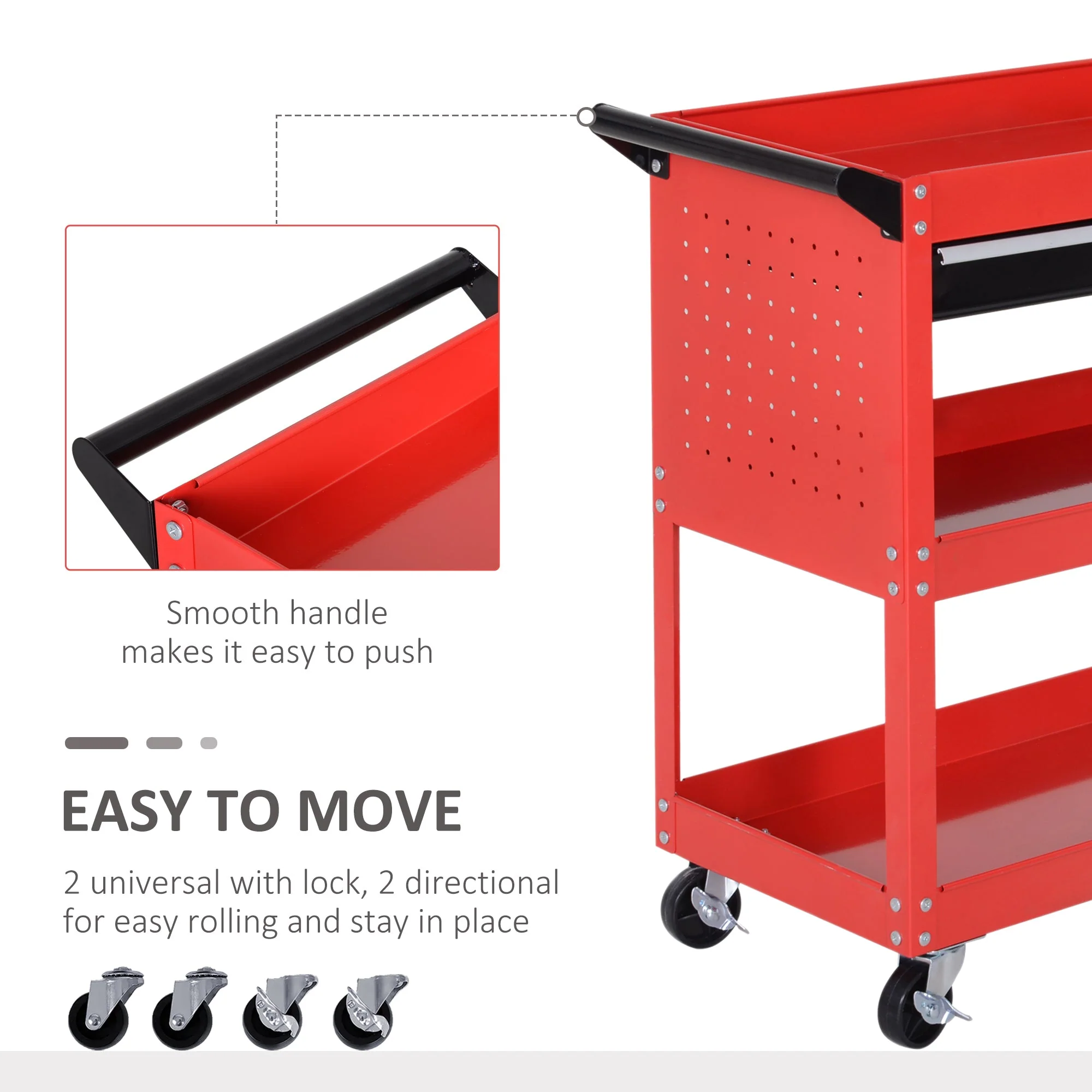 DURHAND 3-Tier Tool Trolley Tool Storage Cart - Image 4