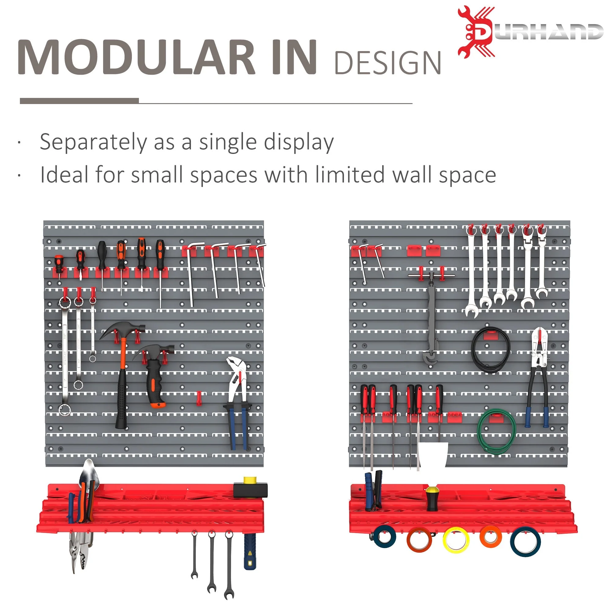 Durhand 54 Pcs On-Wall Tool Equipment Home Diy Garage Organiser Diy Grey/Red - Image 5
