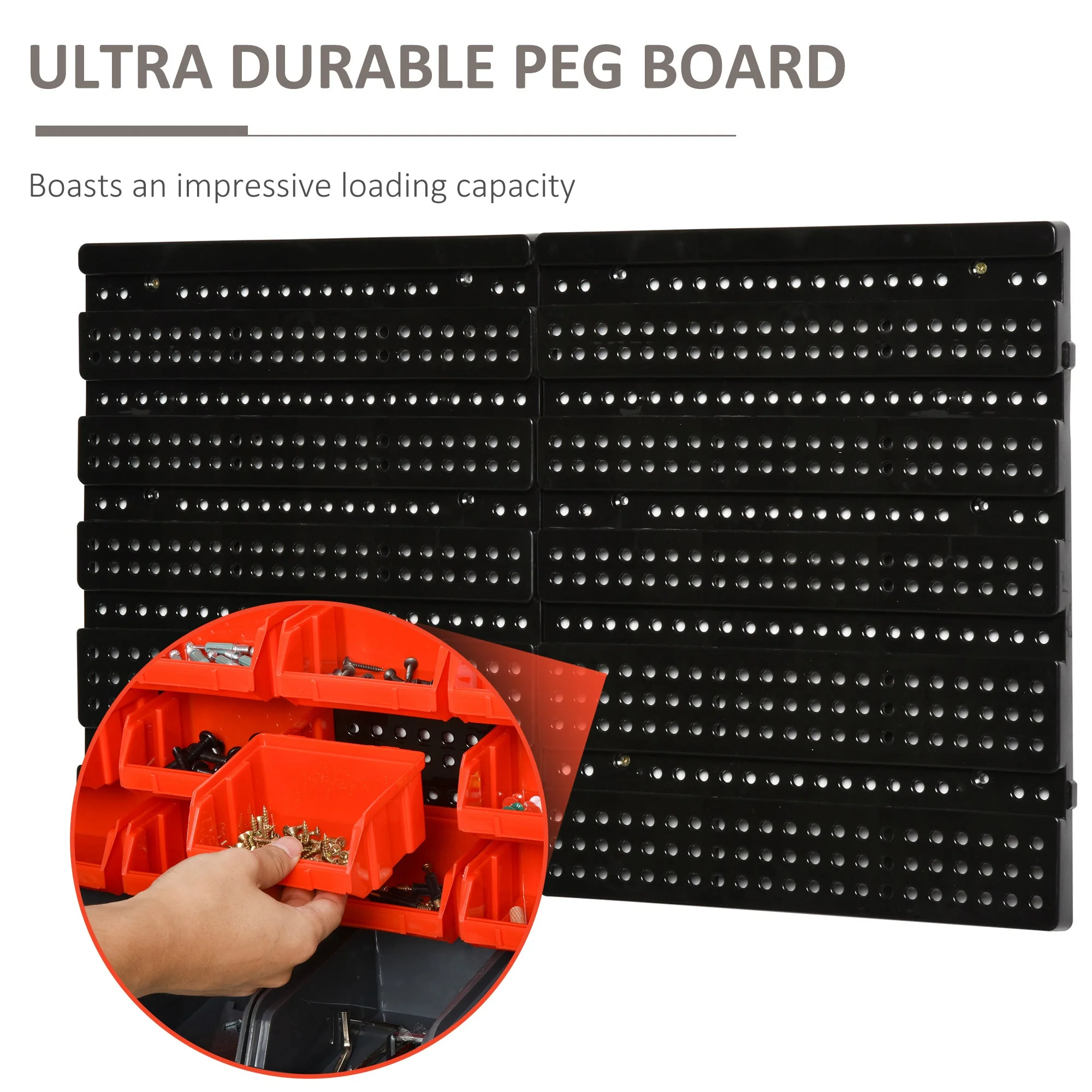 DURHAND PP Wall Mounted 30-Compartment Tool Hardware Organiser Red/Grey - Image 8