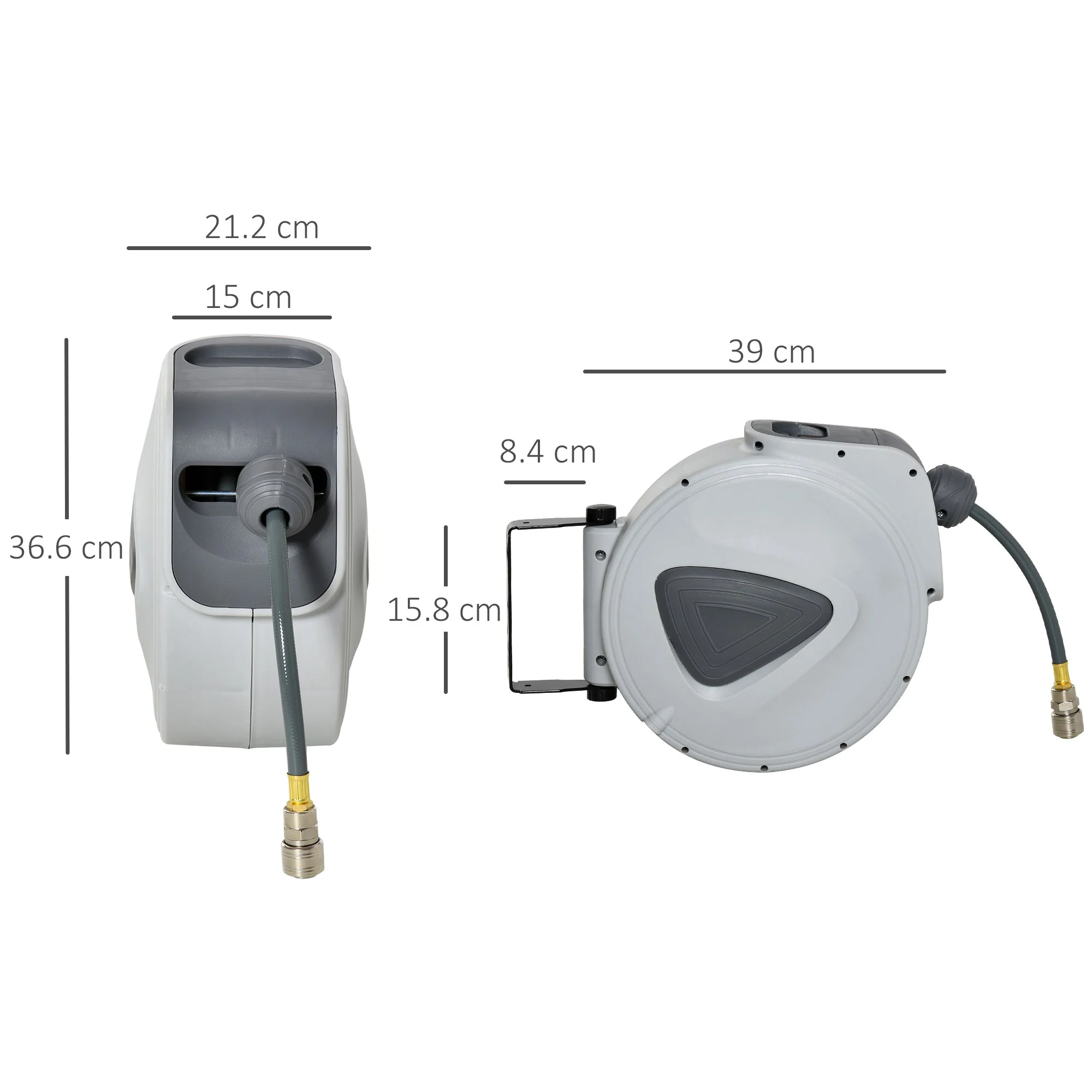 DURHAND Retractable Air Hose Reel Wall Mounted Workshop Compressor Tool 1/4" 15m+140cm - Image 3