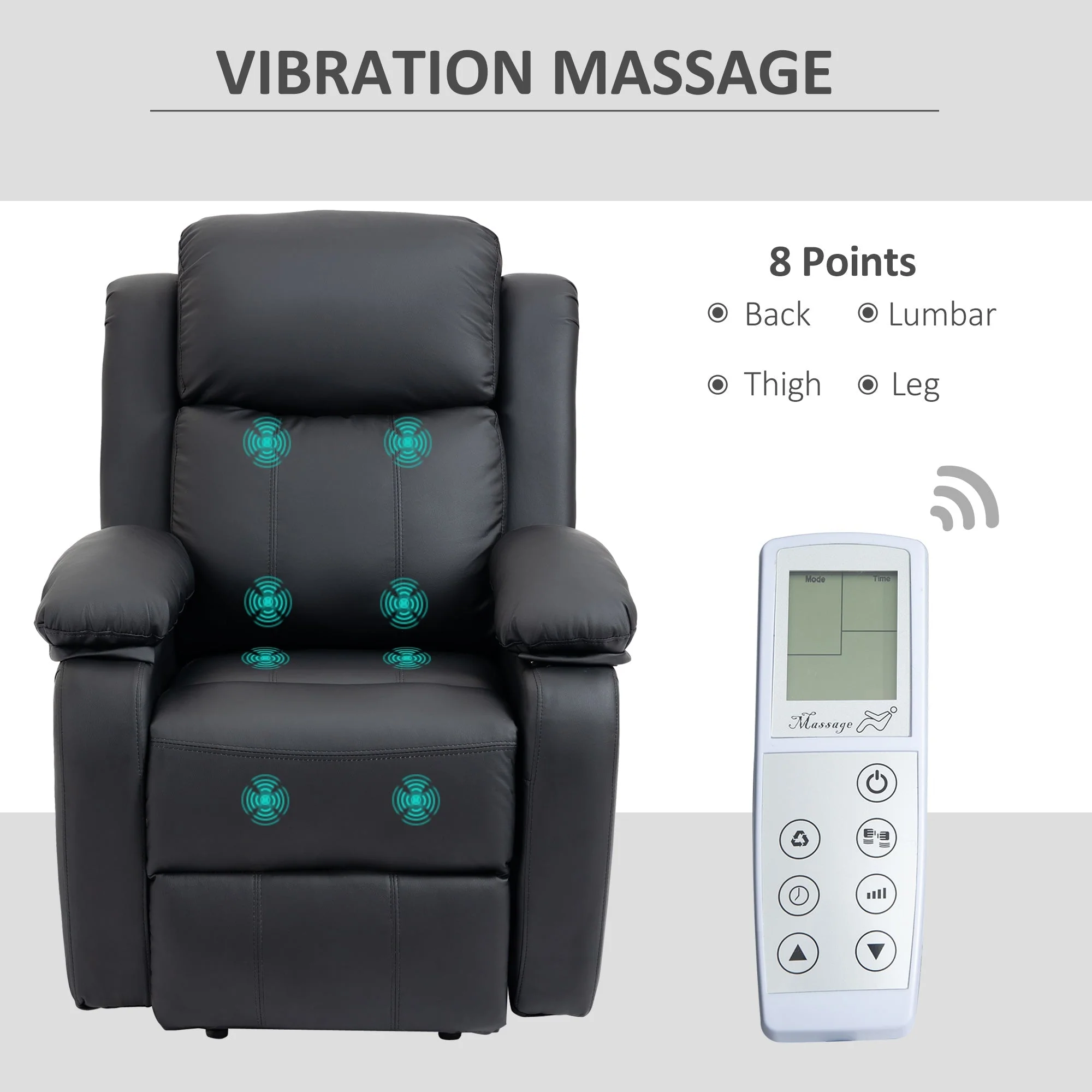 Electric Power Lift Recliner Chair Vibration Massage Reclining Chair with Remote Control and Side Pocket - Image 6