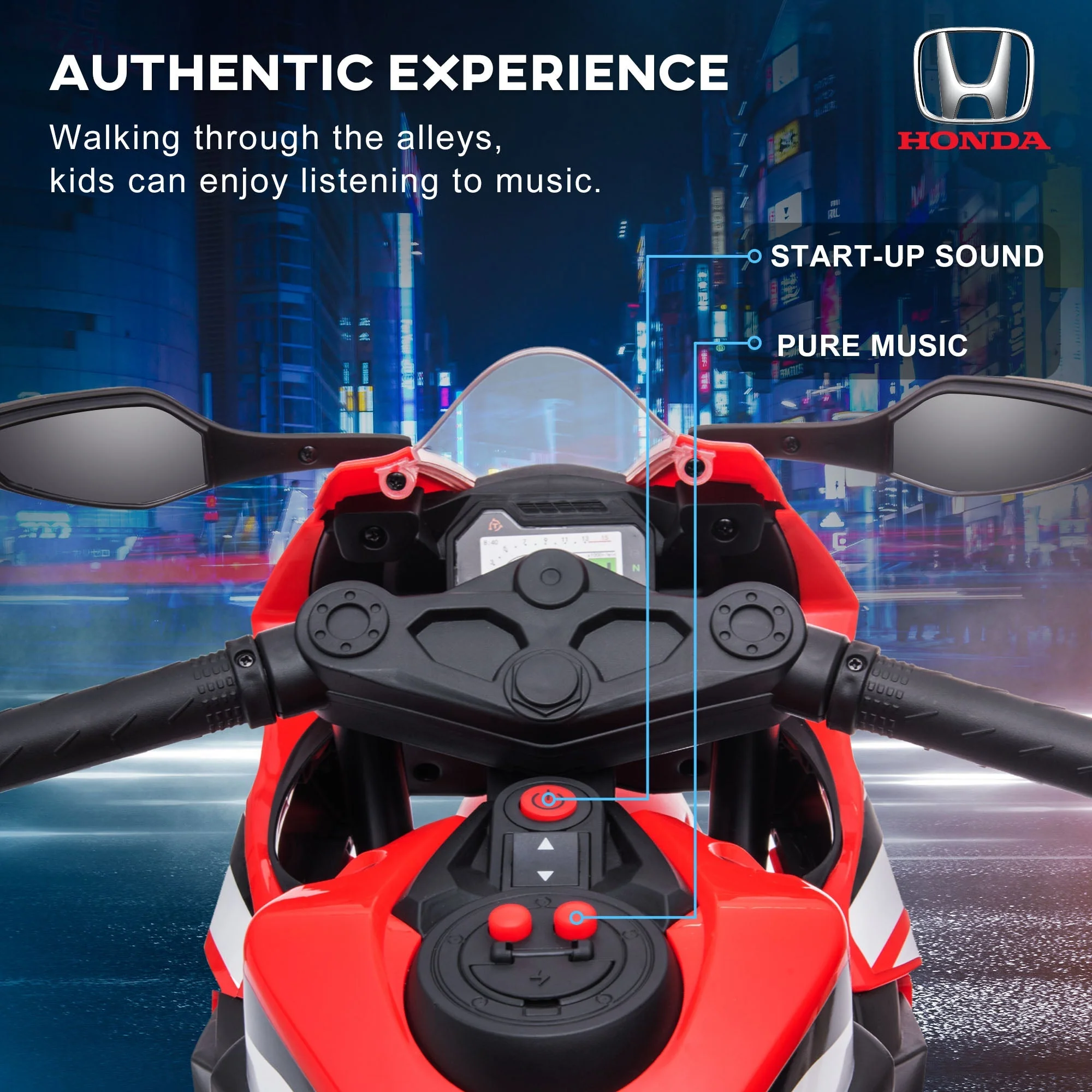 Electric Ride On Motorcycle with Headlights Music - Image 5