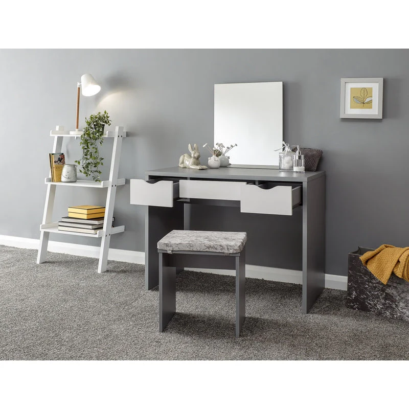 Elizabeth Tall Dressing Table Grey 3 Drawers - Image 2