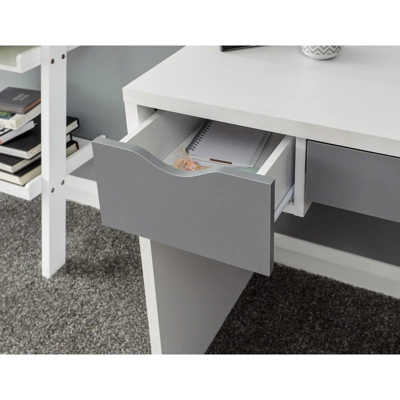 Elizabeth Tall Dressing Table White & Grey 3 Drawers - Image 4