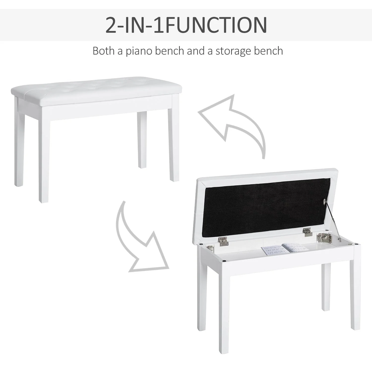 Faux Leather Piano Bench - Image 4