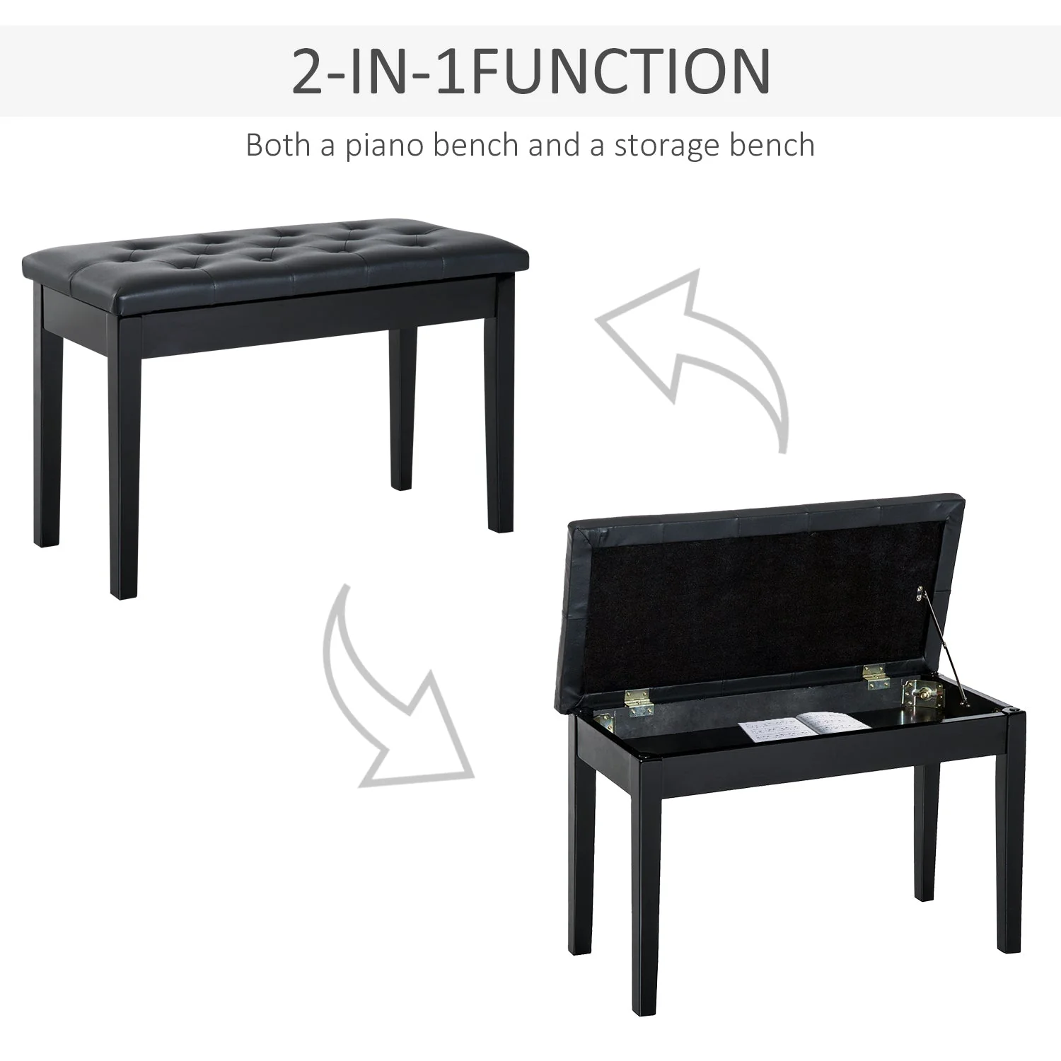 Faux Leather Piano Bench - Image 4