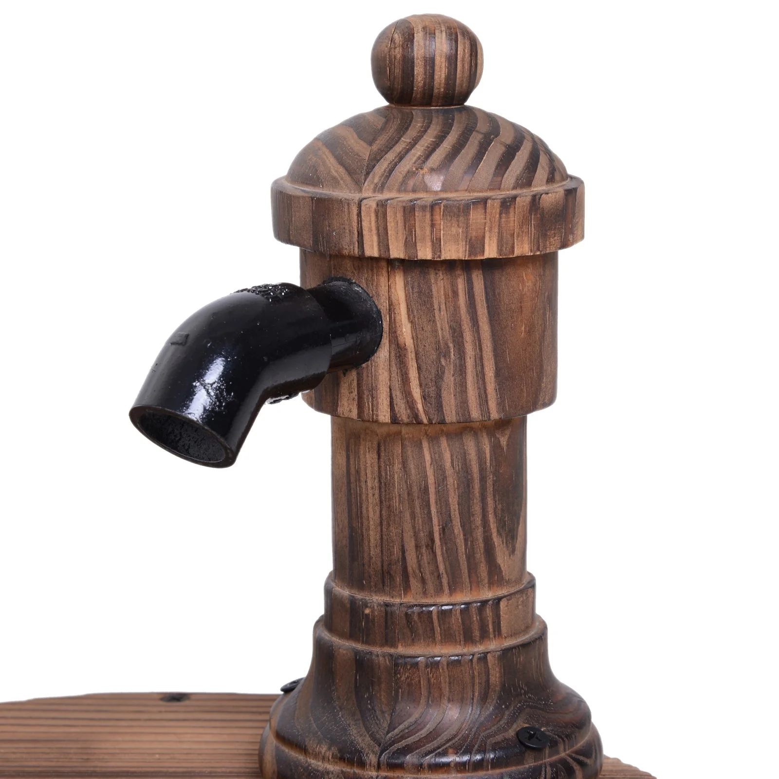 Fir Wood Barrel Pump Fountain W/ Flower Planter - Image 7