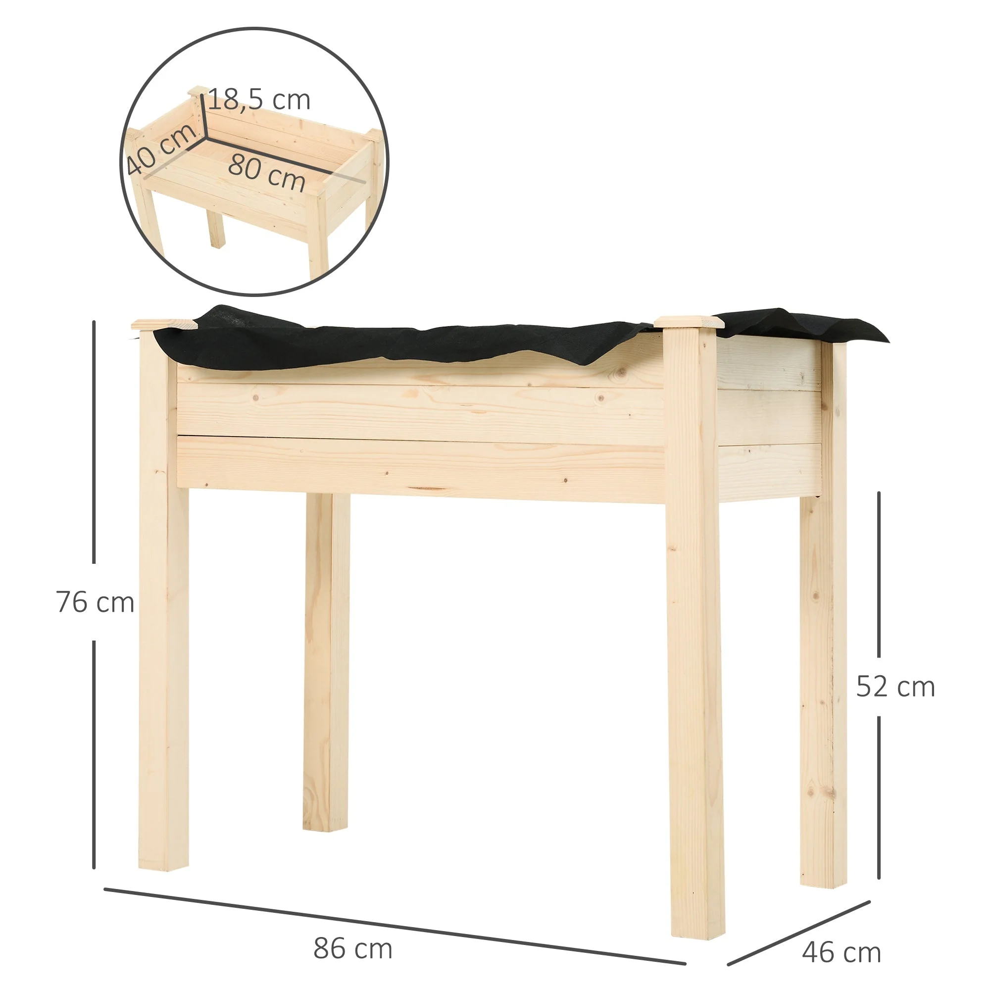 Fir Wood Raised Rectangular Plant Stand Oak Tone - Image 3