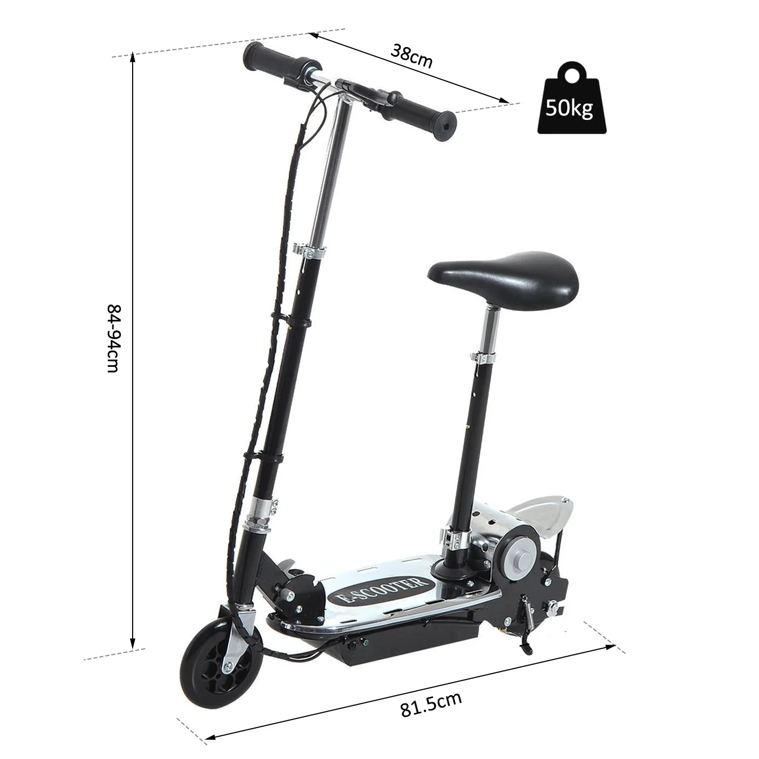 Foldable Electric Scooter for Teens Over 7 years old 12V Battery 120W-Black - Image 3