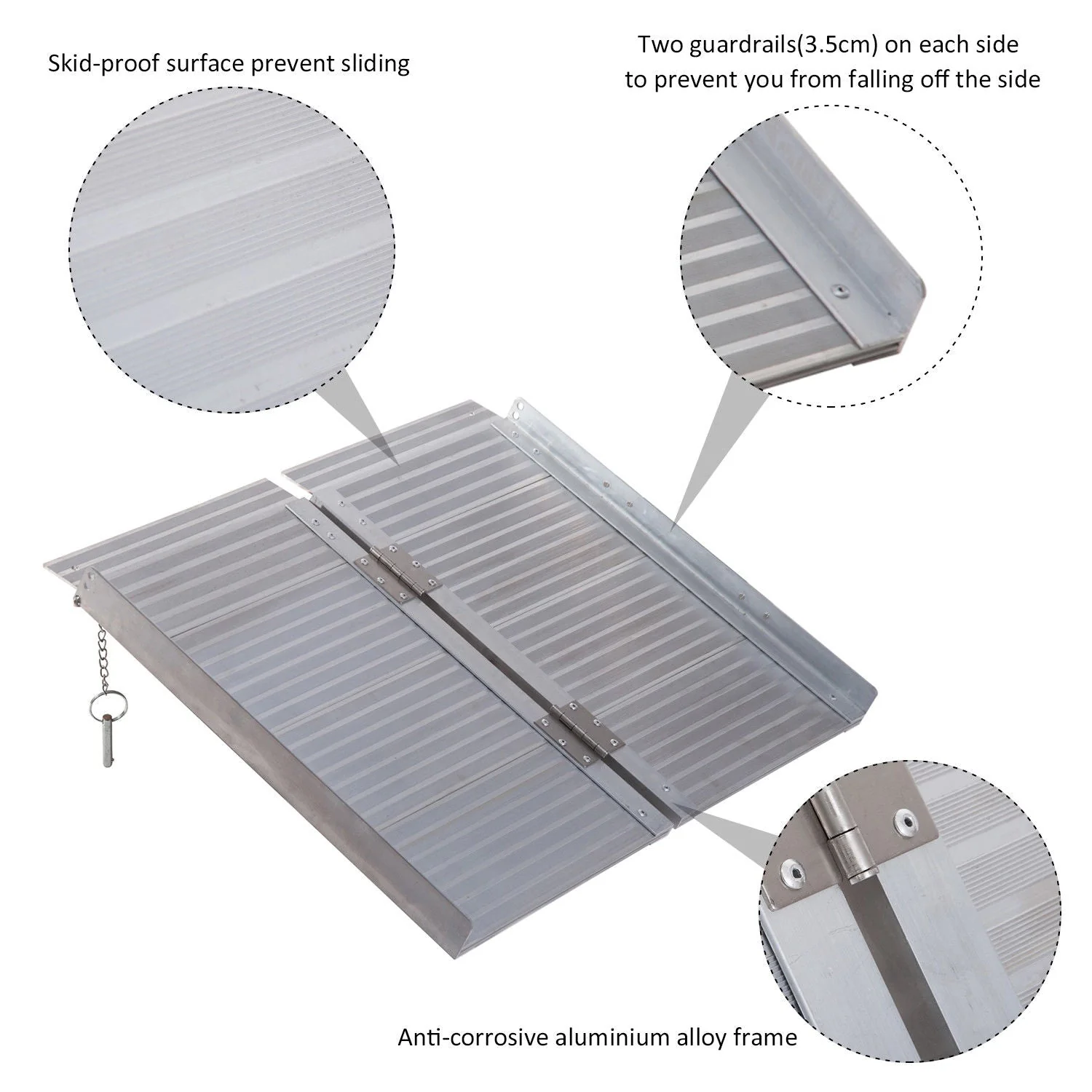 Folding Aluminum Ramp Wheelchairs/Scooters/Pet W/Handle Mobility Ramp W/Handle 24" - Image 6