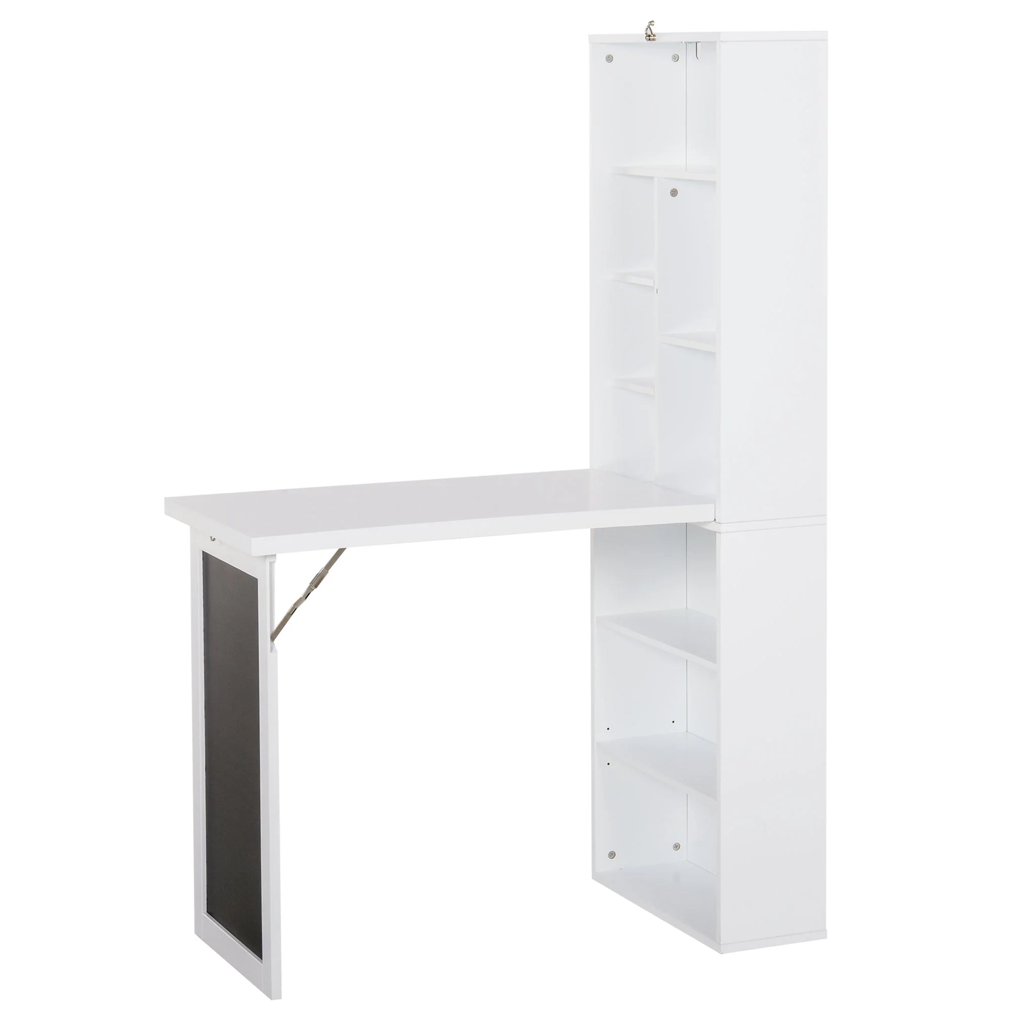 Folding Convertible Desk with Blackboard Multi-function Computer Office Workstation Side Shelf for Home Office - White - Image 9