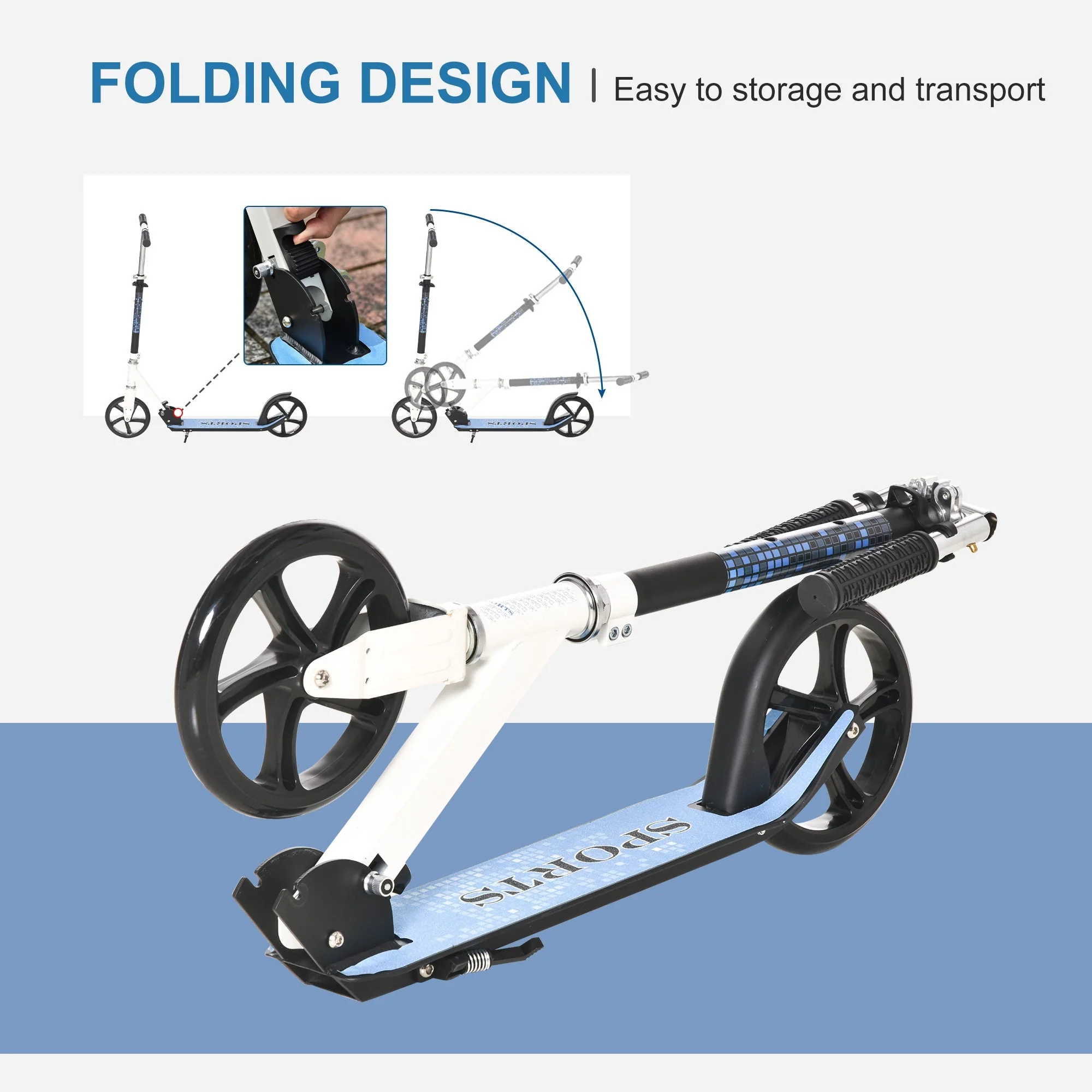 Folding Kids Kick Scooter Ride on Toys-Blue - Image 5