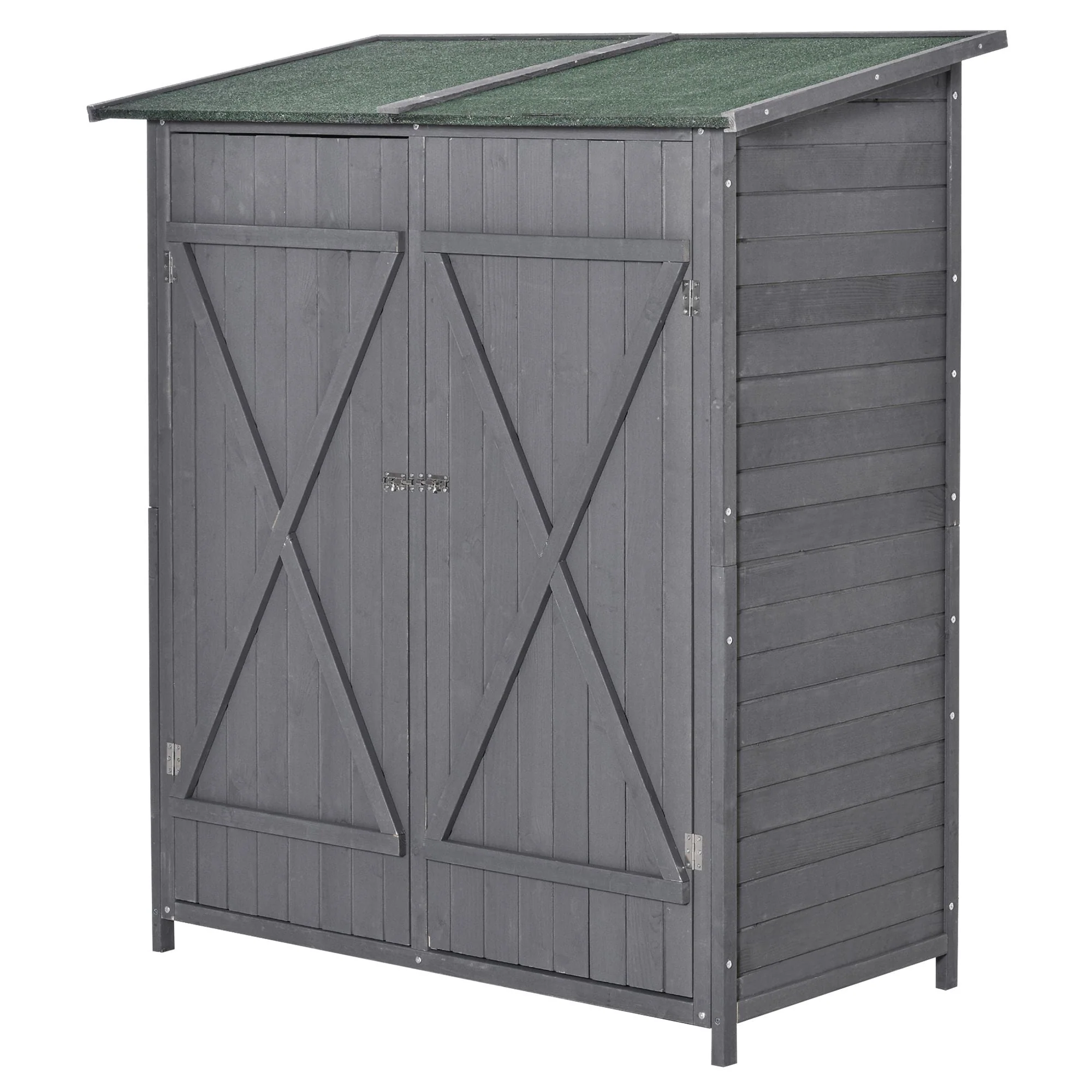 Fortress 160cm Double Door Pent Garden Store Lockable Fir Wood Grey by Steadfast - Image 9