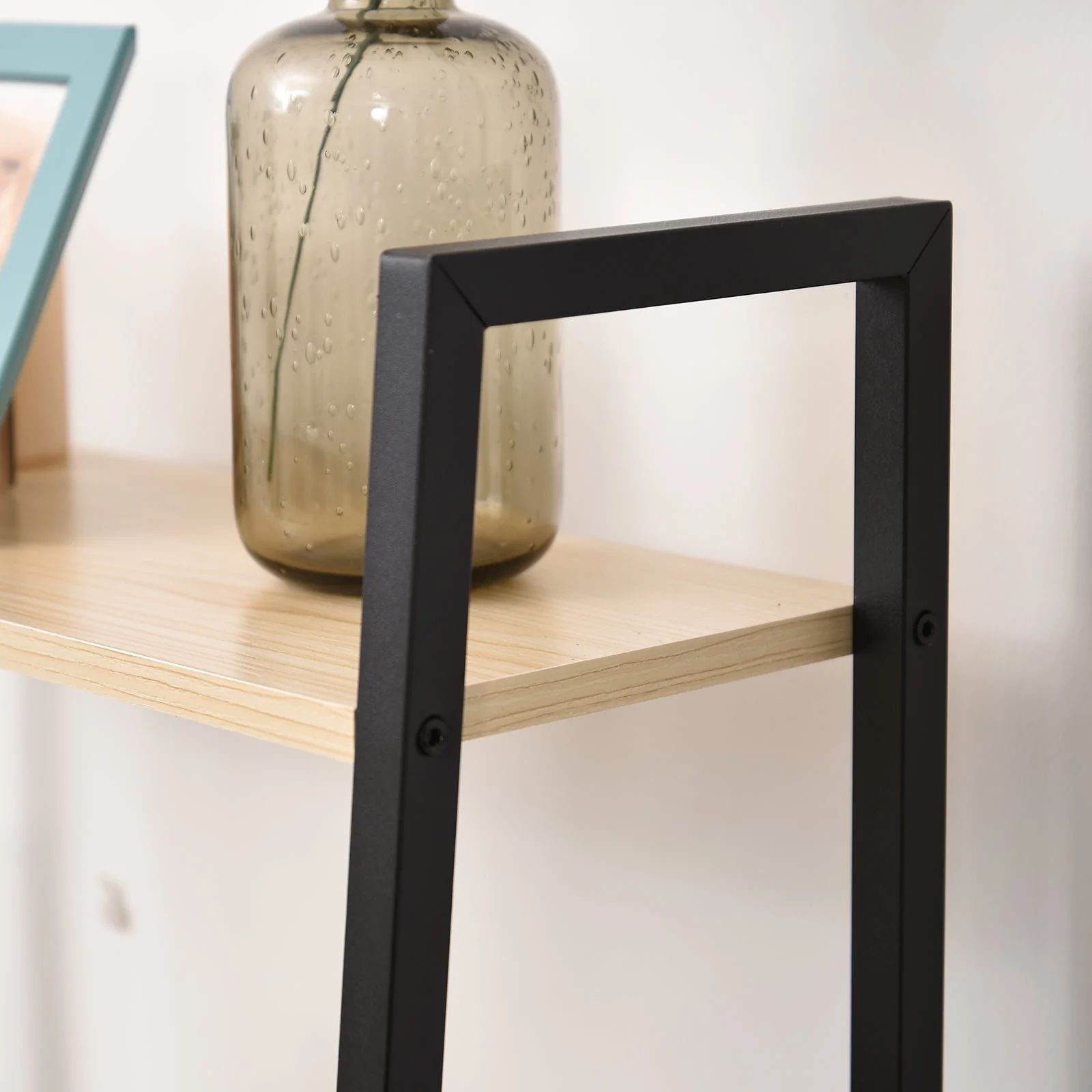 Four-Tier Metal Frame Minimal Shelving Unit - Black - Image 9