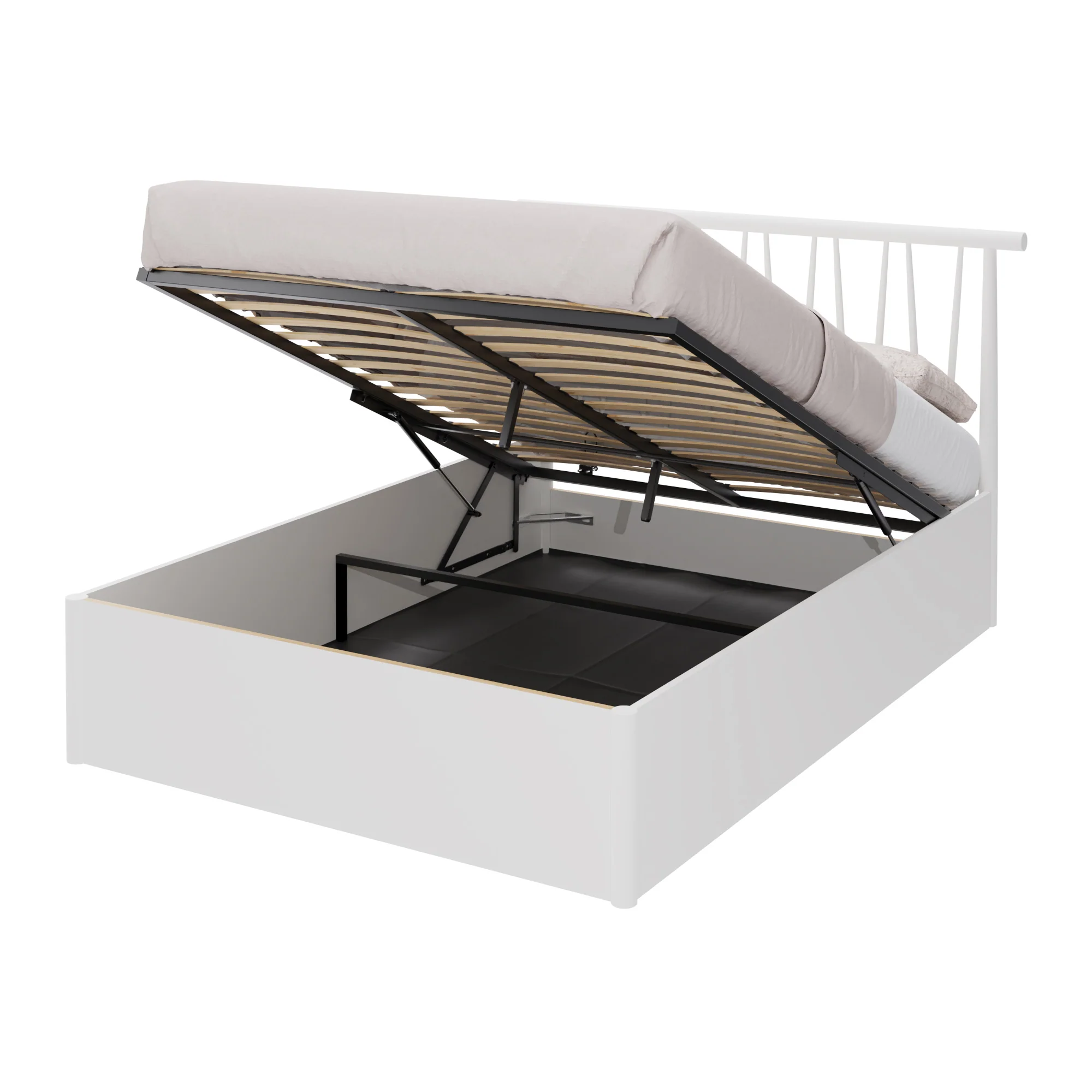 Fusum Double Ottoman Bed White 6 x 7ft - Image 4