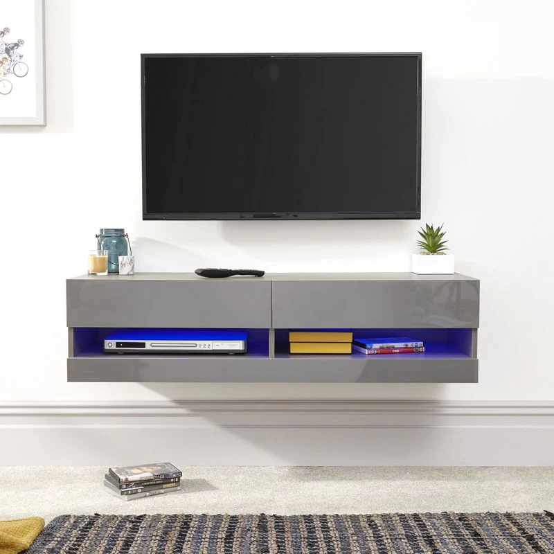 Galicia TV Unit Light Grey 2 Shelves