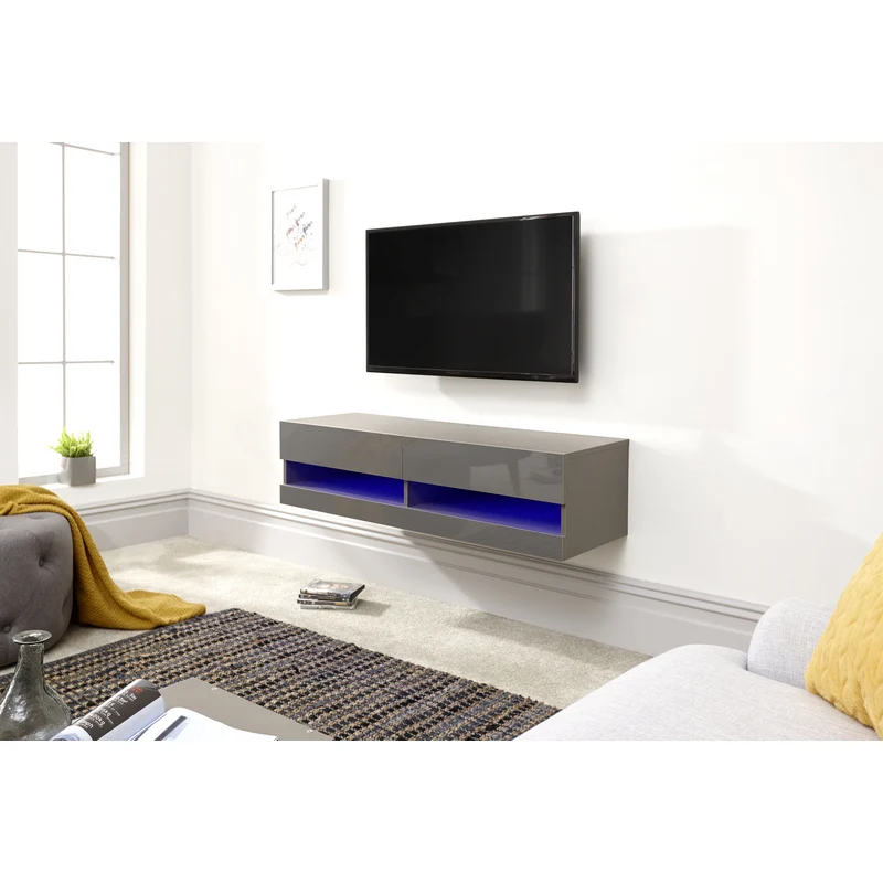 Galicia TV Unit Light Grey 2 Shelves - Image 2