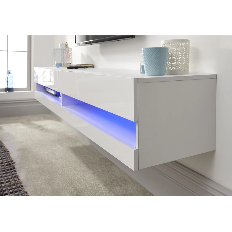 Galicia TV Unit White 2 Shelves - Image 4