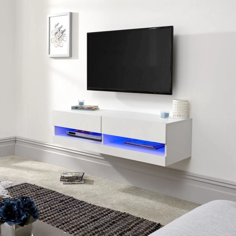 Galicia TV Unit White 2 Shelves - Image 3