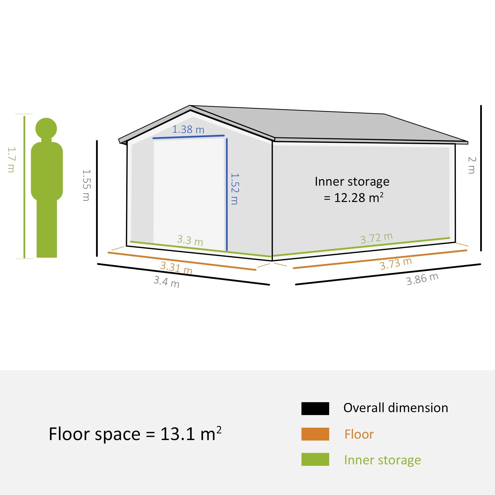 Galvanised 13 x 11' Sliding Double Door Apex Garden Shed With Ventilation Steel Light Brown by Steadfast - Image 3