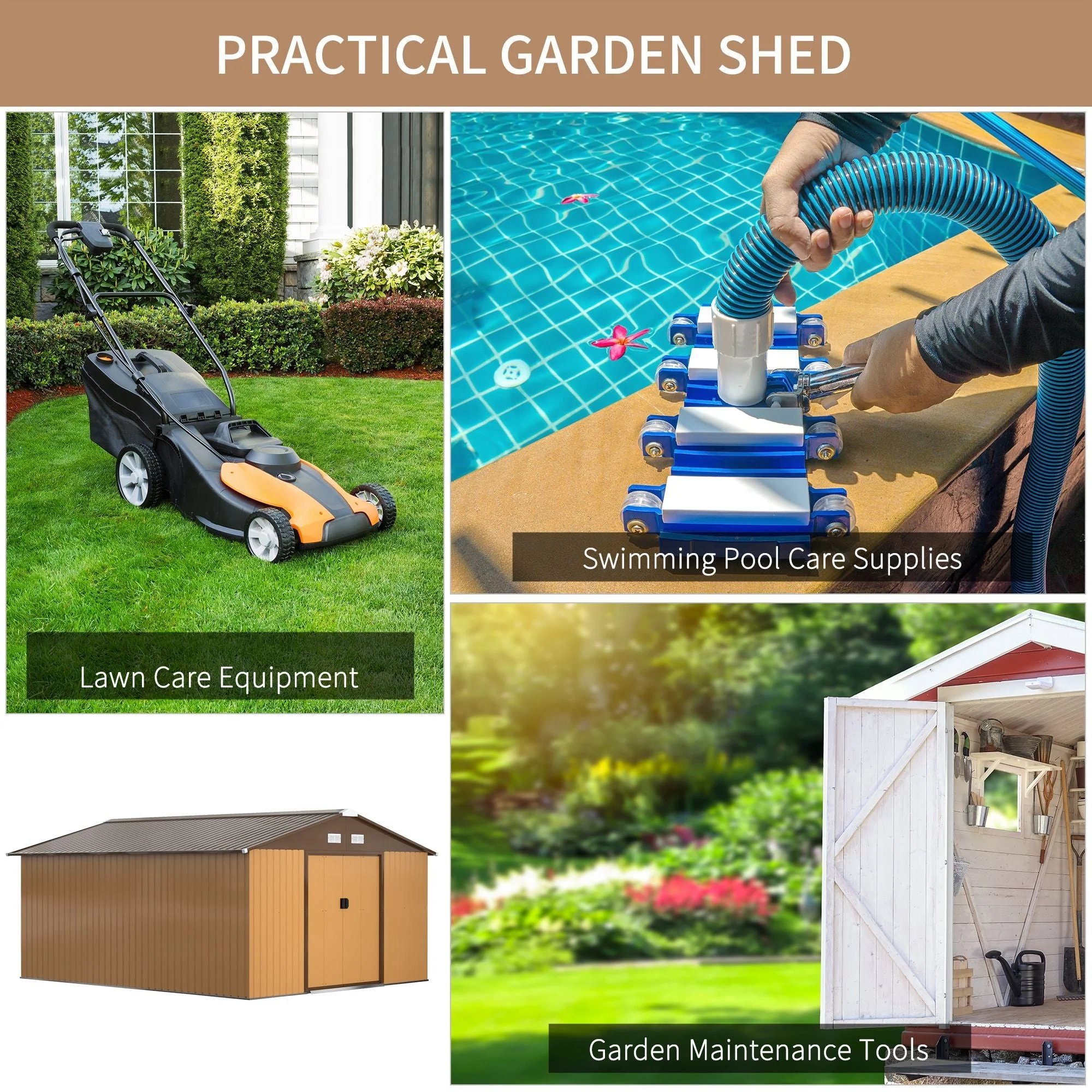 Galvanised 13 x 11' Sliding Double Door Apex Garden Shed With Ventilation Steel Light Brown by Steadfast - Image 6