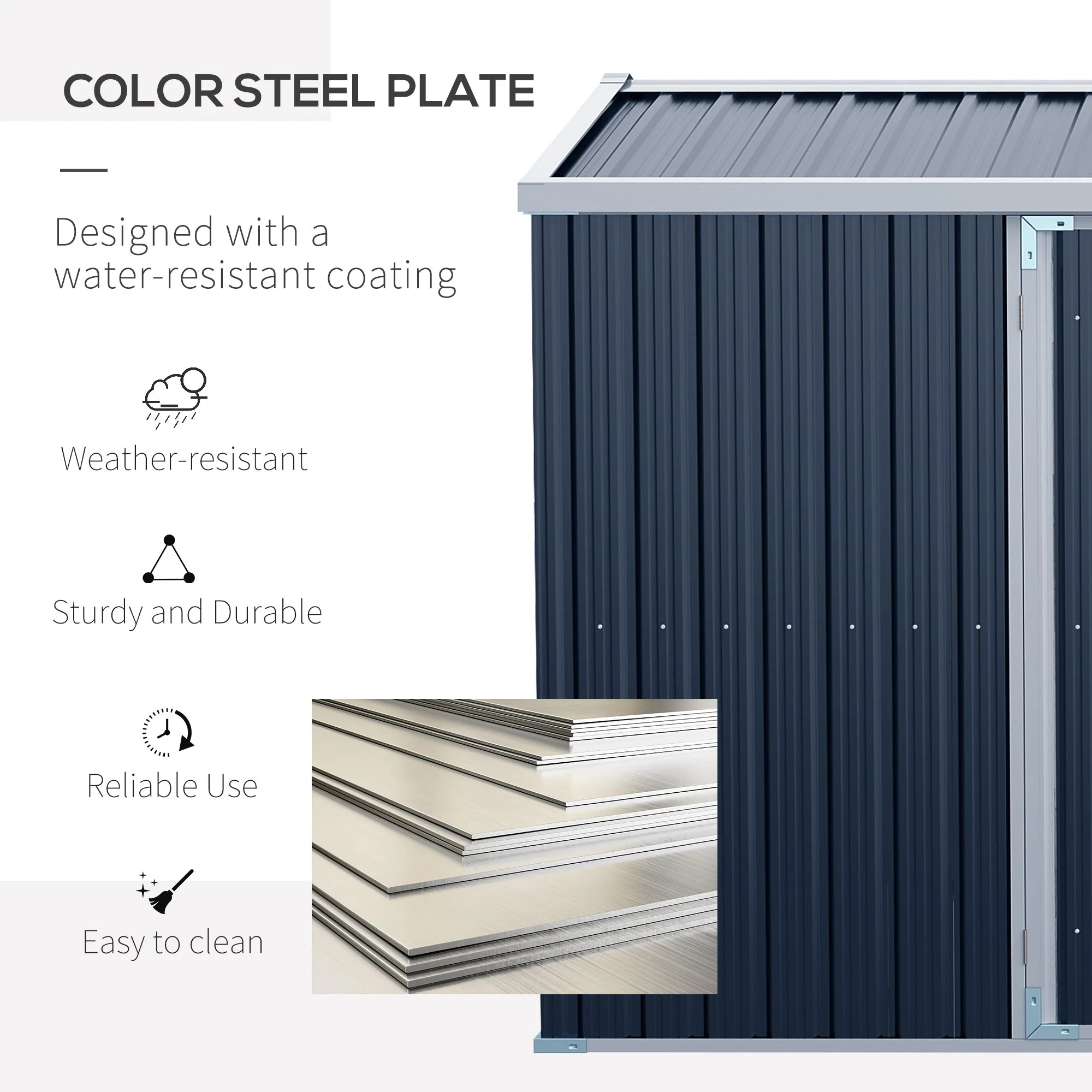 Galvanised 14 x 9' Double Door Reverse Apex Garden Shed Lockable Steel Grey by Steadfast - Image 5