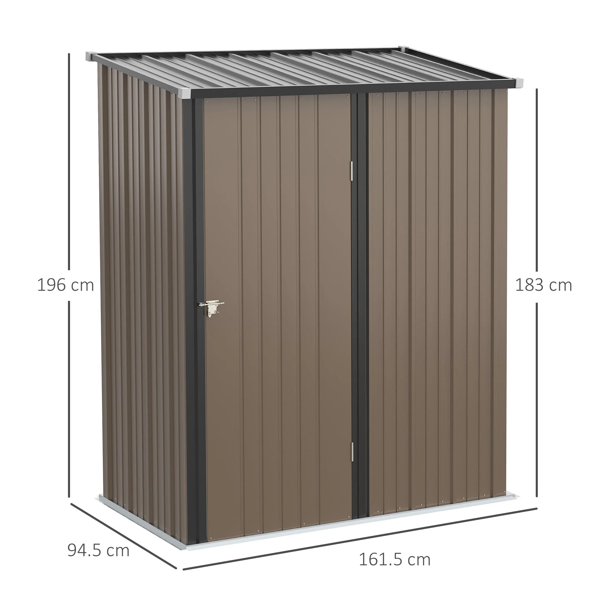 Galvanised 5.3 x 3.1' Single Door Pent Garden Store Steel Brown by Steadfast - Image 3