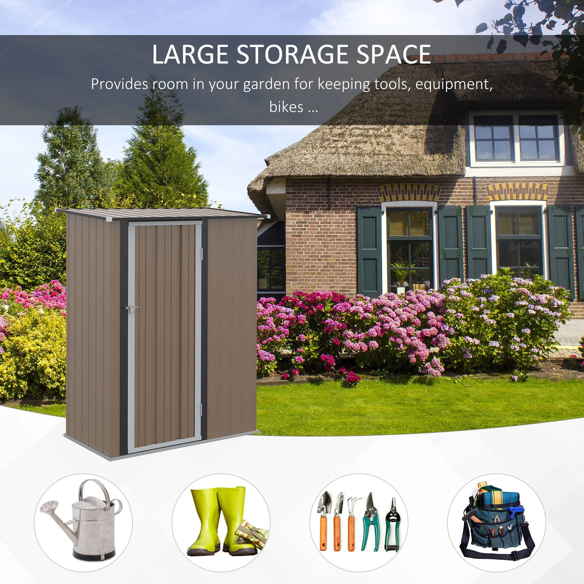 Galvanised 5 x 3' Single Door Pent Garden Store Lockable Steel Brown by Steadfast - Image 6