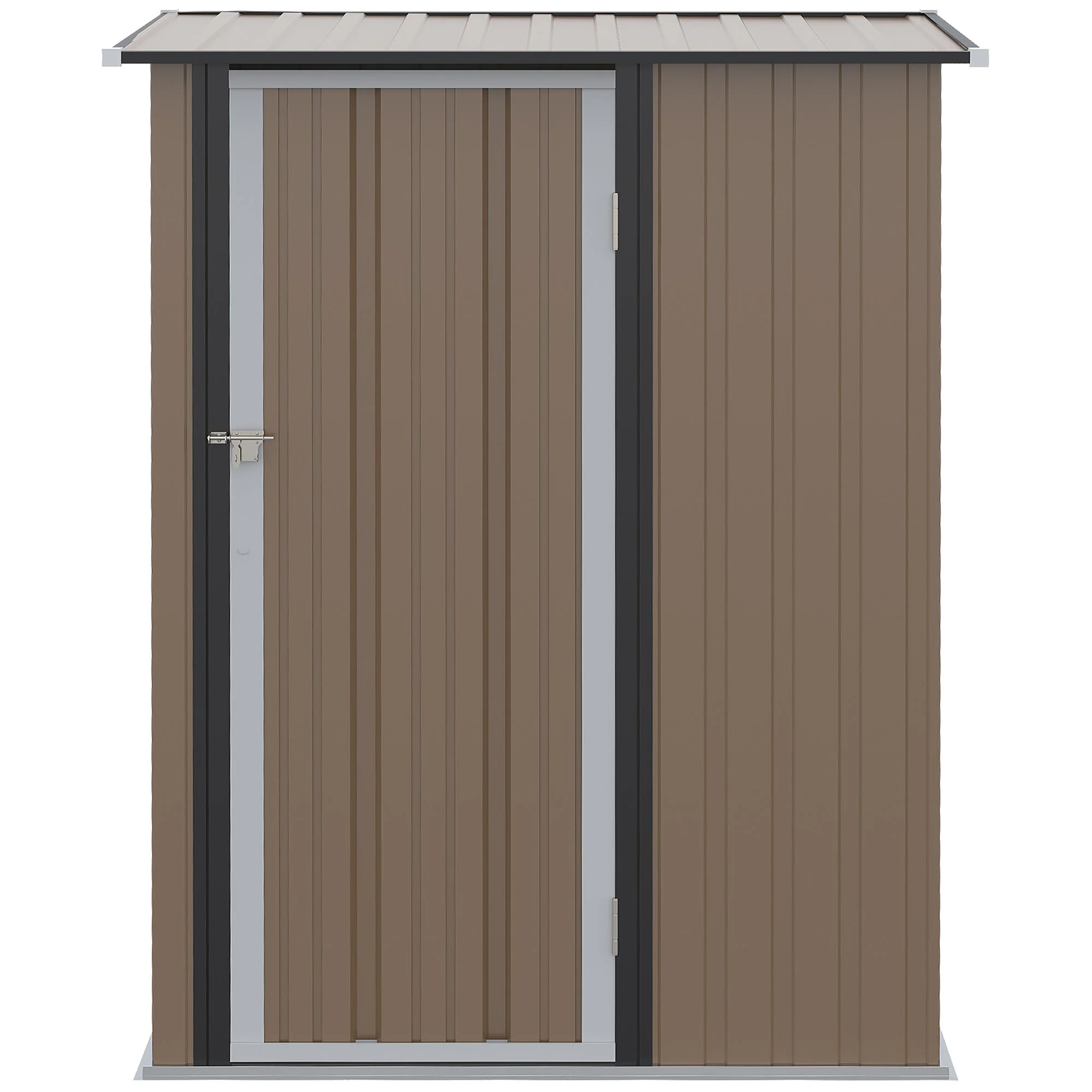 Galvanised 5 x 3' Single Door Pent Garden Store Lockable Steel Brown by Steadfast - Image 8