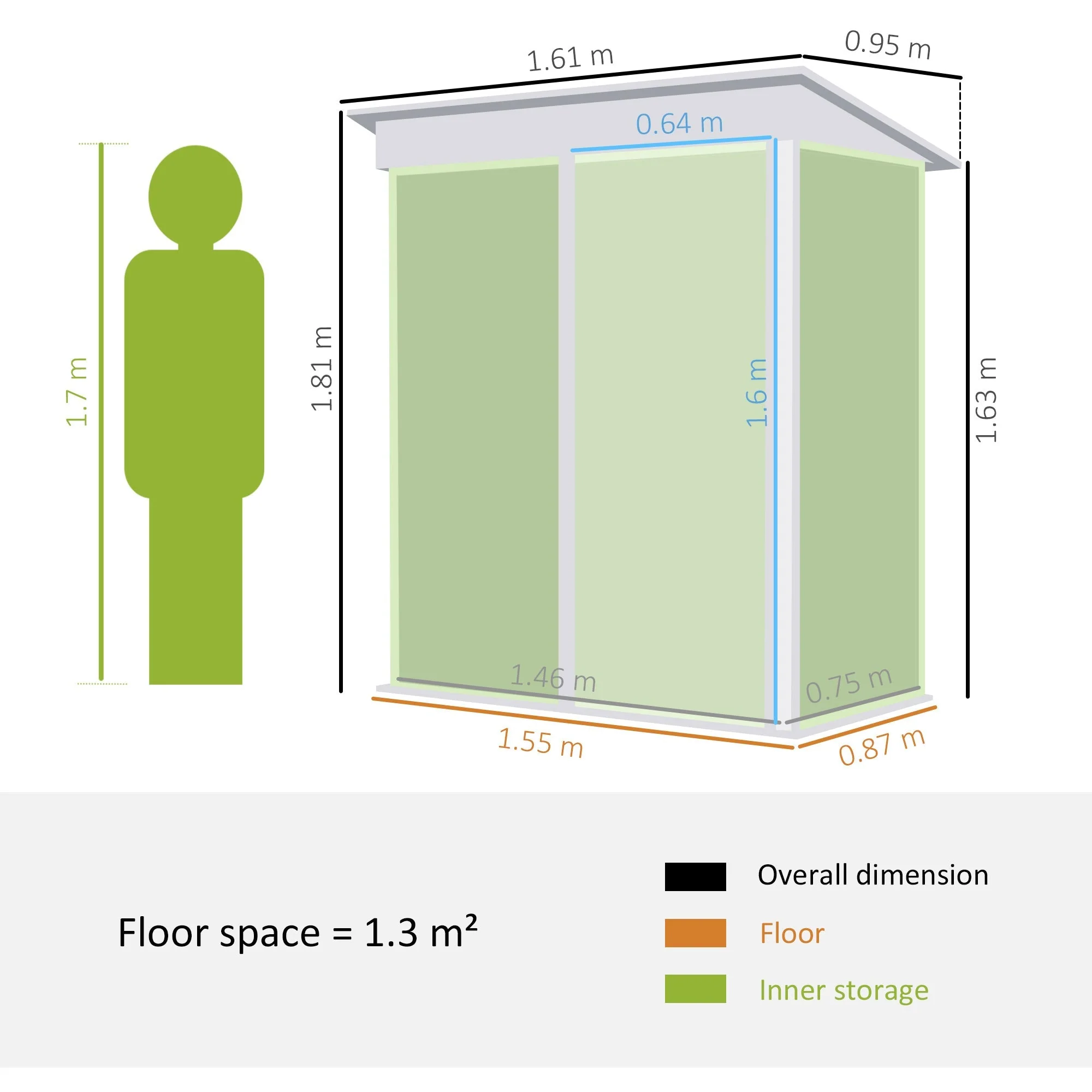 Galvanised 5 x 3' Single Door Reverse Pent Garden Store Steel Green by Steadfast - Image 3