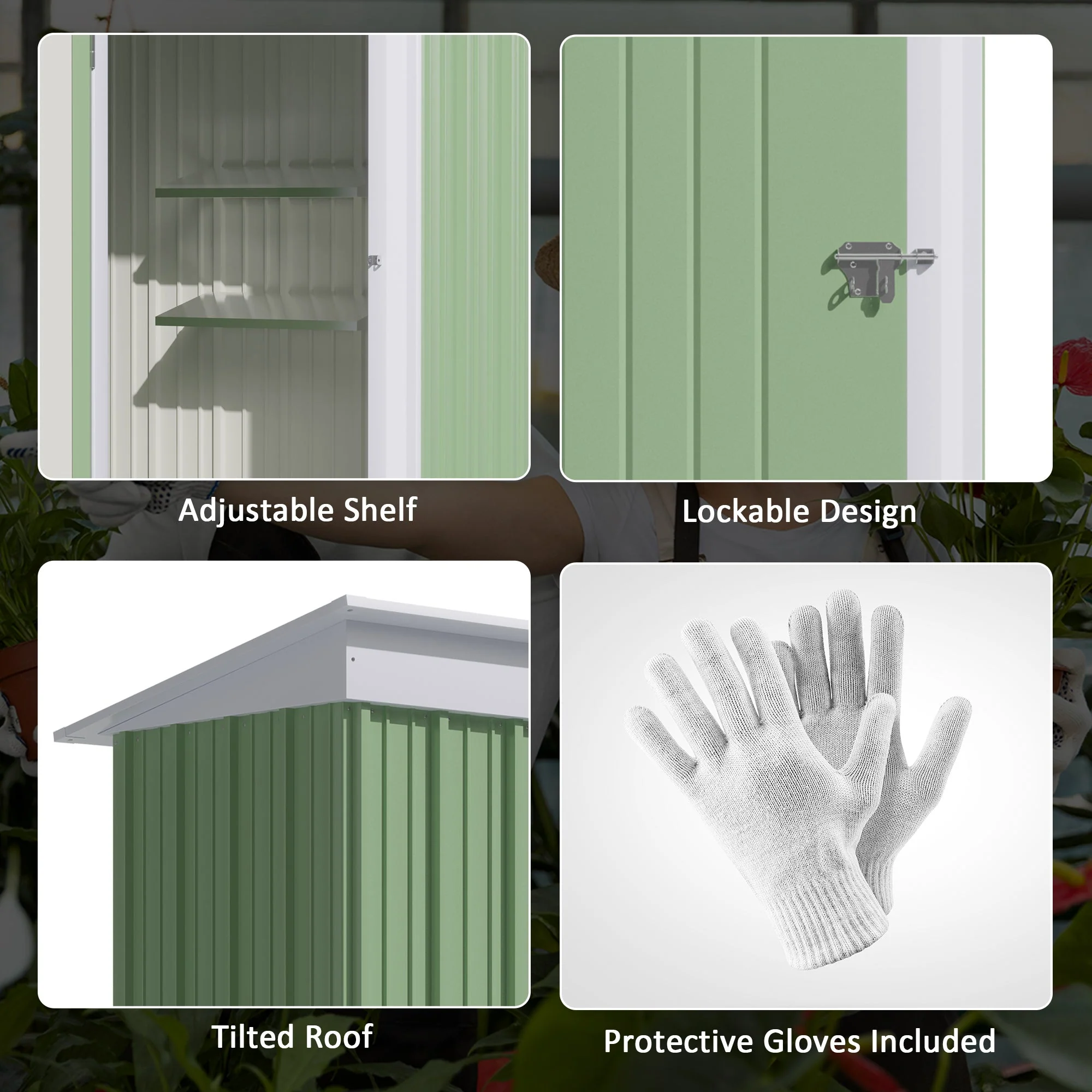 Galvanised 5 x 3' Single Door Reverse Pent Garden Store Steel Green by Steadfast - Image 7