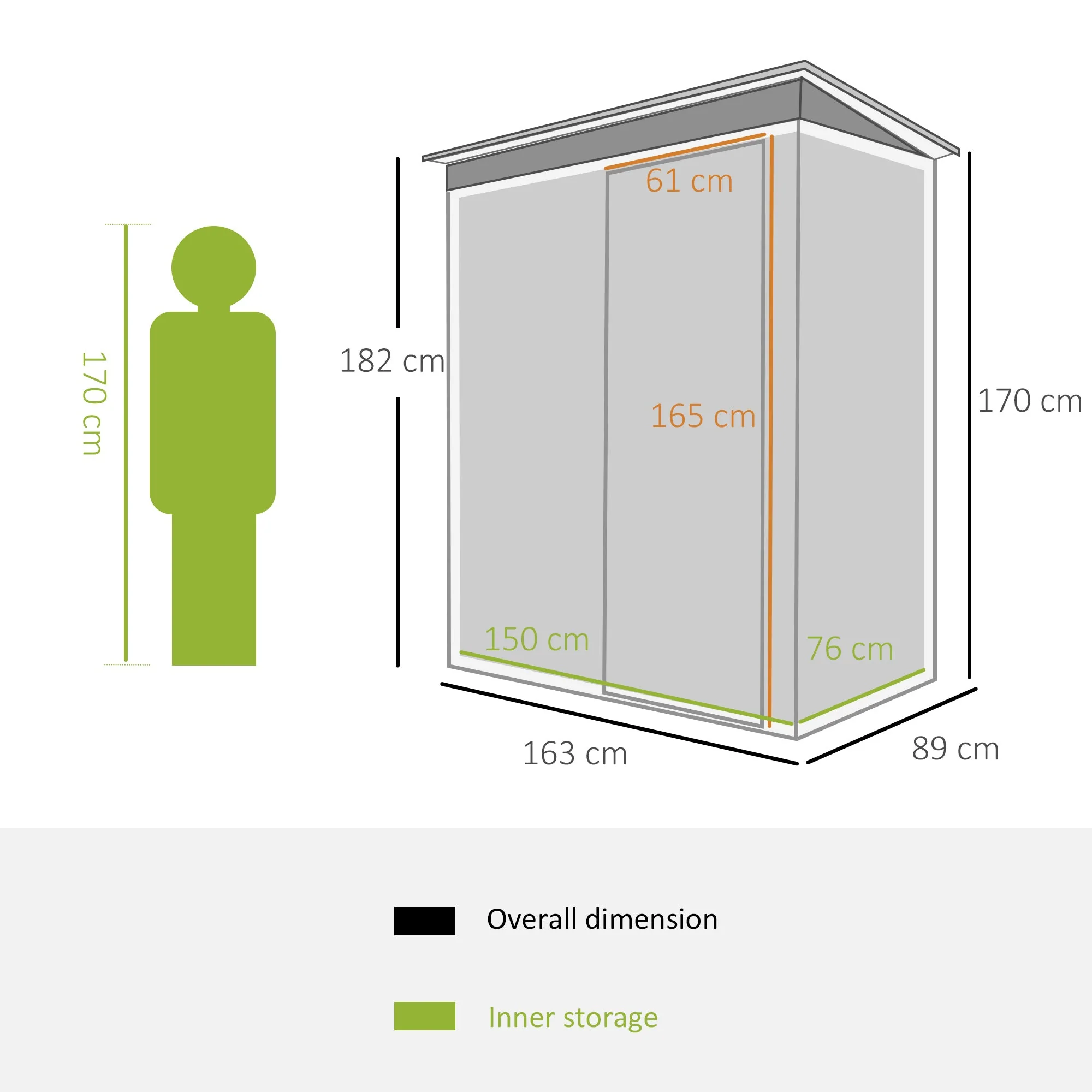 Galvanised 5 x3' Single Door Pent Garden Store Steel Black by Steadfast - Image 3