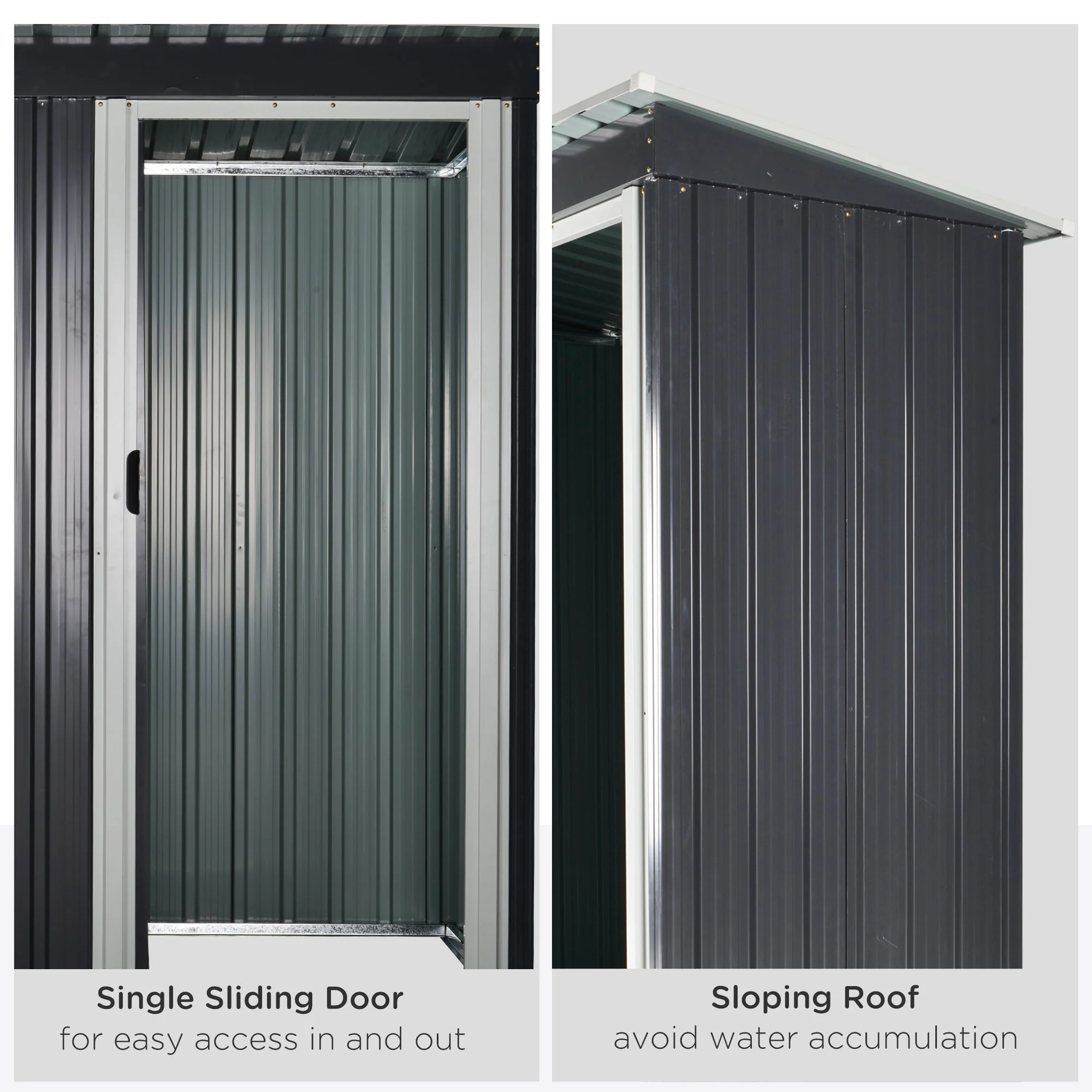 Galvanised 5 x3' Single Door Pent Garden Store Steel Black by Steadfast - Image 5